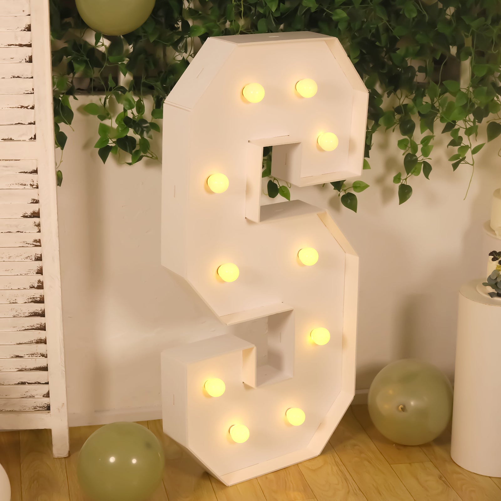 4ft White Giant LED Marquee Letter S with Warm White LEDs, Glue Gun & Sticks - Ideal for Events