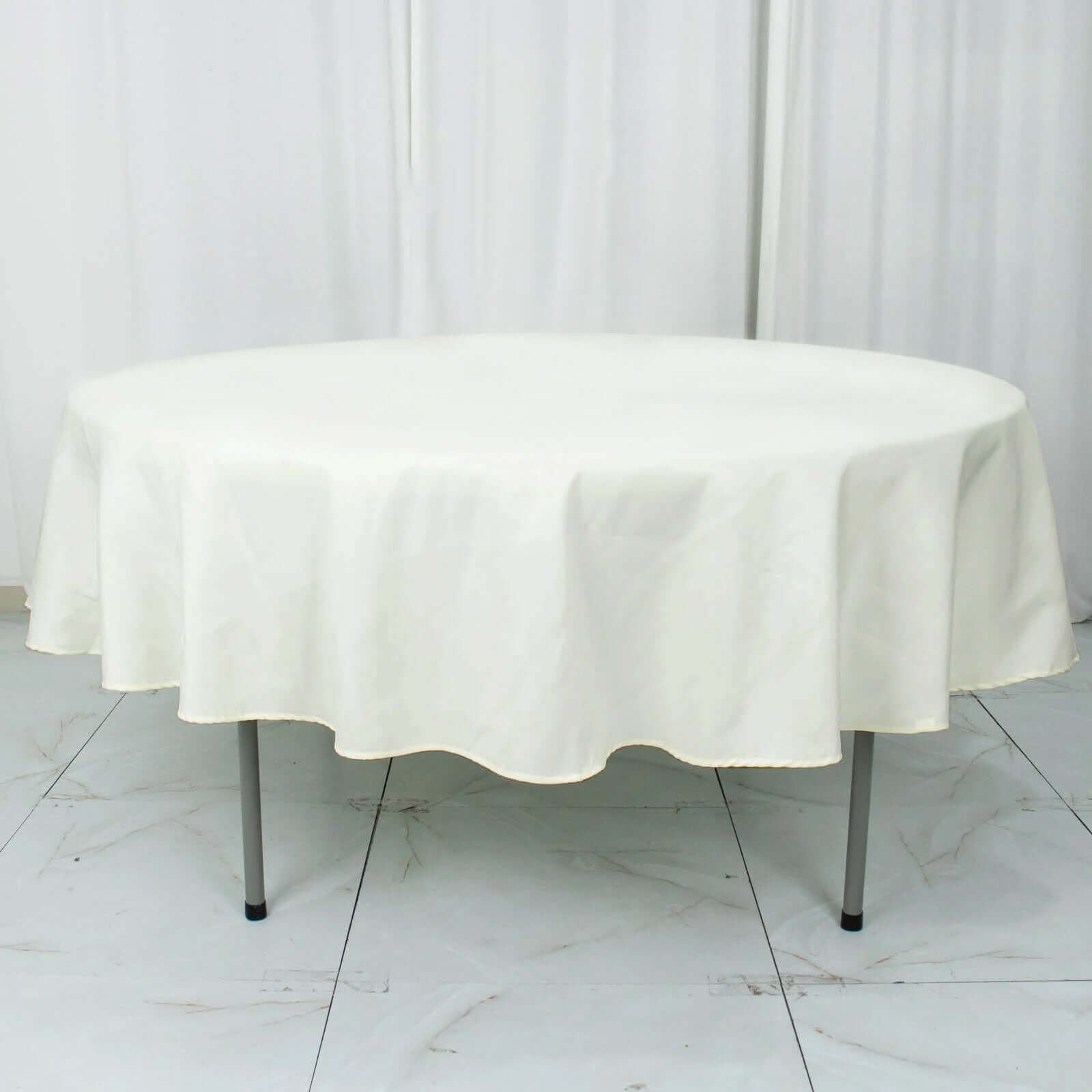 Ivory 90 - Inch Premium Polyester Round Tablecloth: Stain & Wrinkle - Resistant, 220GSM