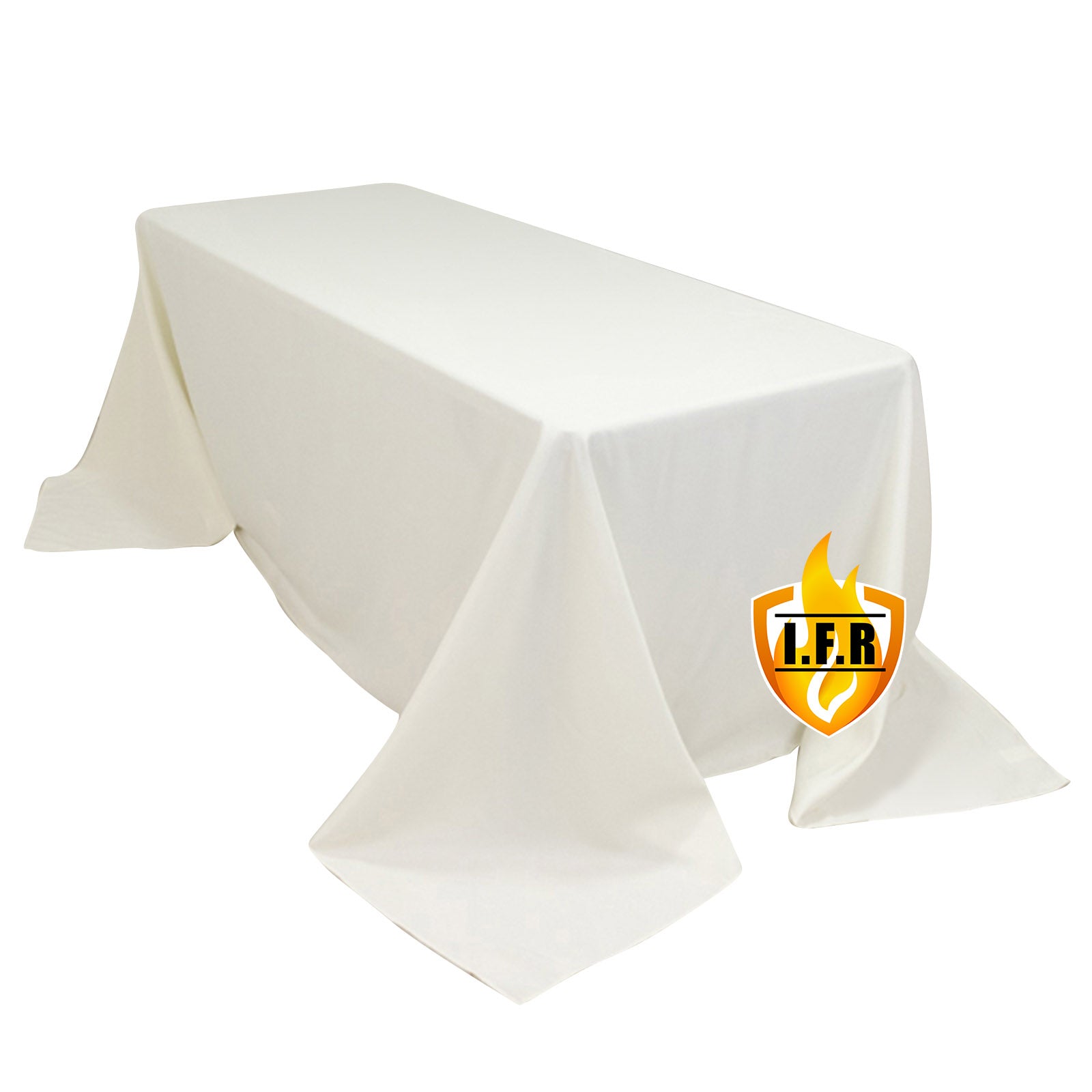 Ivory Fire Retardant Premium Polyester 90x132 Rectangular Tablecloth - High-Performance Seamless Cover
