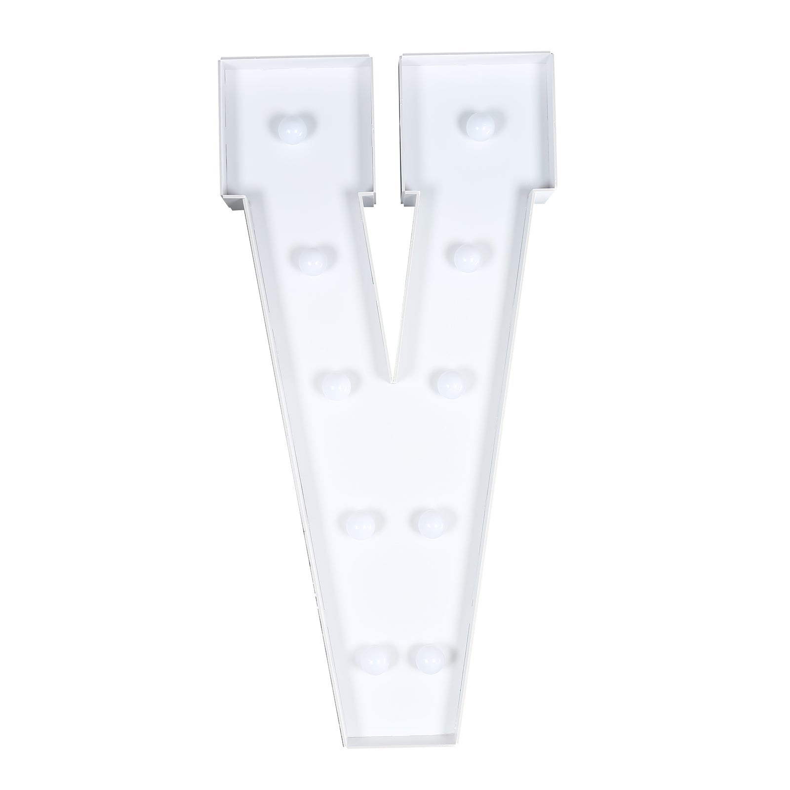 4ft White Giant LED Marquee Light-Up Letter V with 10 Warm White Battery-Operated LEDs, Glue Gun & Sticks