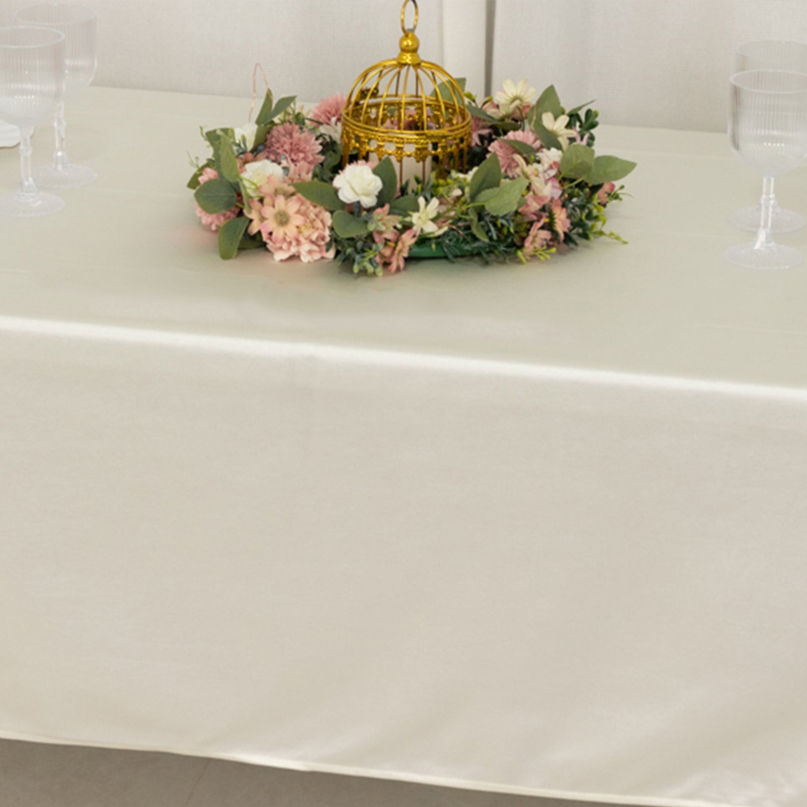 Hot Sale! Premium Wrinkle-Free & Stain-Resistant Scuba Rectangular Tablecloth in Shimmering Pearl White (60x102)