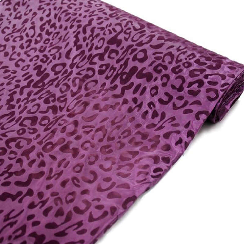 Eggplant Leopard Print Taffeta Fabric Roll - 54 Inches Wide, 10 Yards Long for DIY Projects