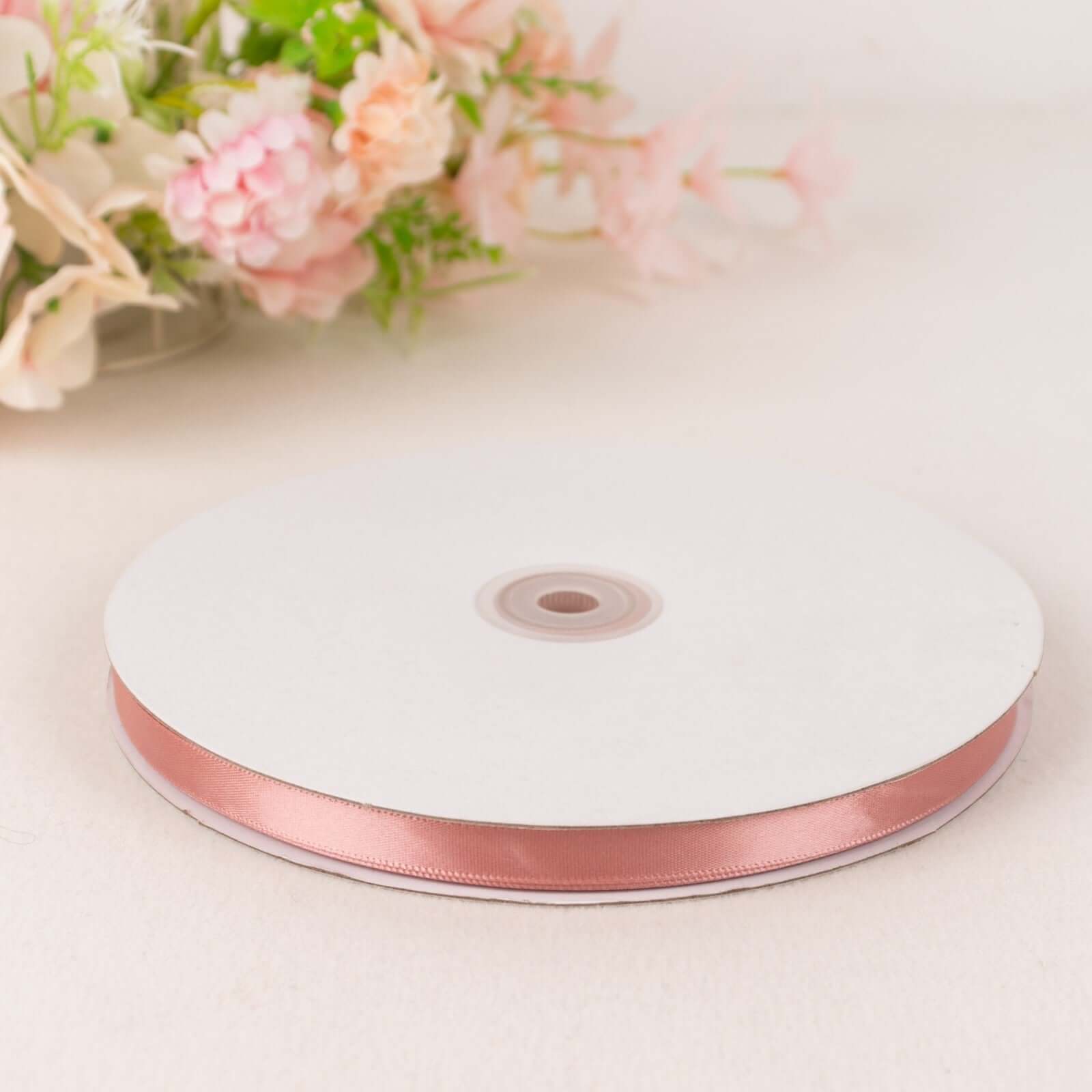 100 Yards 3/8-Inch Dusty Rose Single-Sided Decorative Satin Ribbon for Gifts and Events