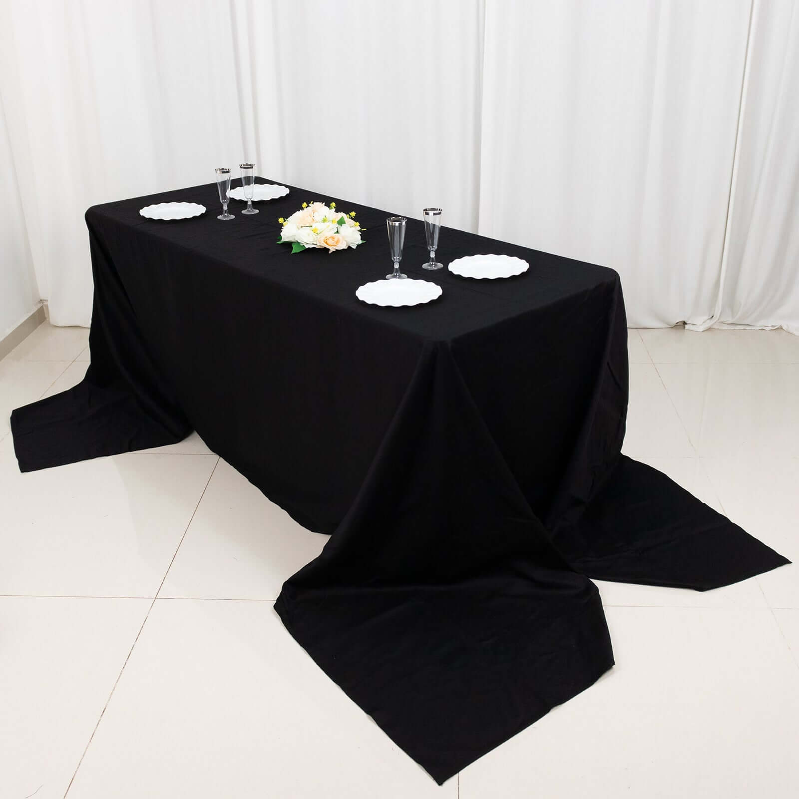 Exclusive Black 100% Cotton Seamless Tablecloth, 90x156