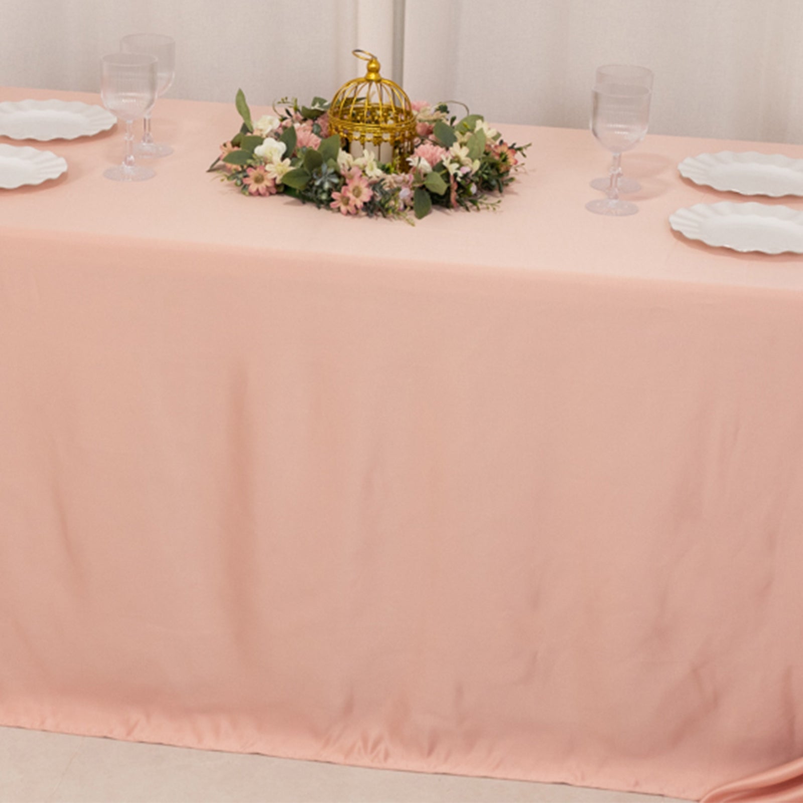 Lamour Satin Rectangle Tablecloth in Dusty Rose - Soft, Silk - Like & Durable