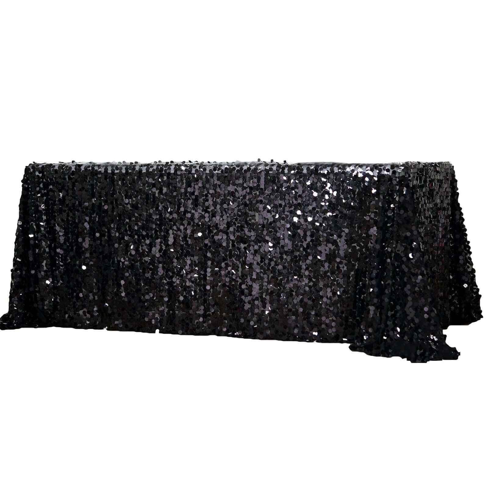 Black Seamless Sequin Rectangle Tablecloth 90x156 - Payette Style