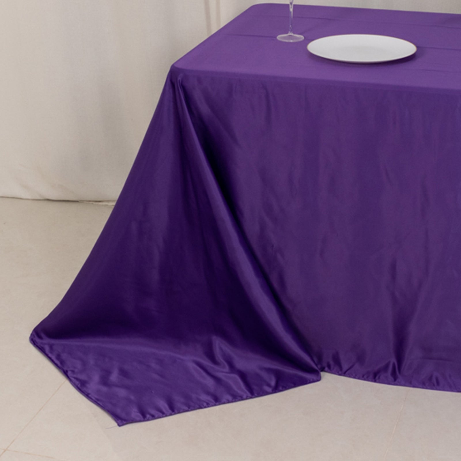Luxurious Purple Lamour Satin Rectangle Tablecloth, 90x132 - Soft & Silk - like