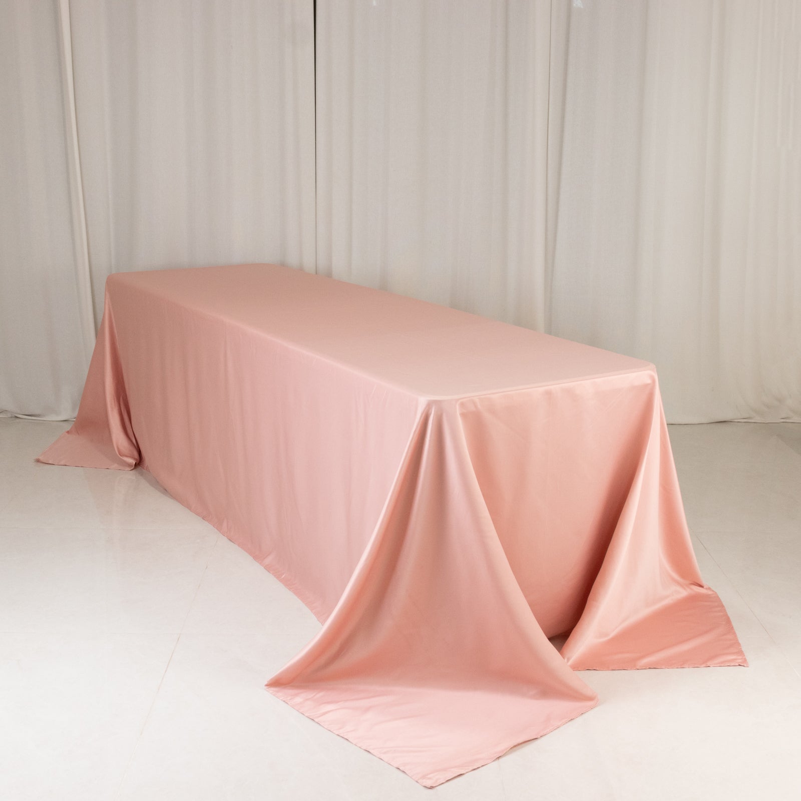 Luxurious Dusty Rose Lamour Satin 90x156 Rectangle Seamless Tablecloth