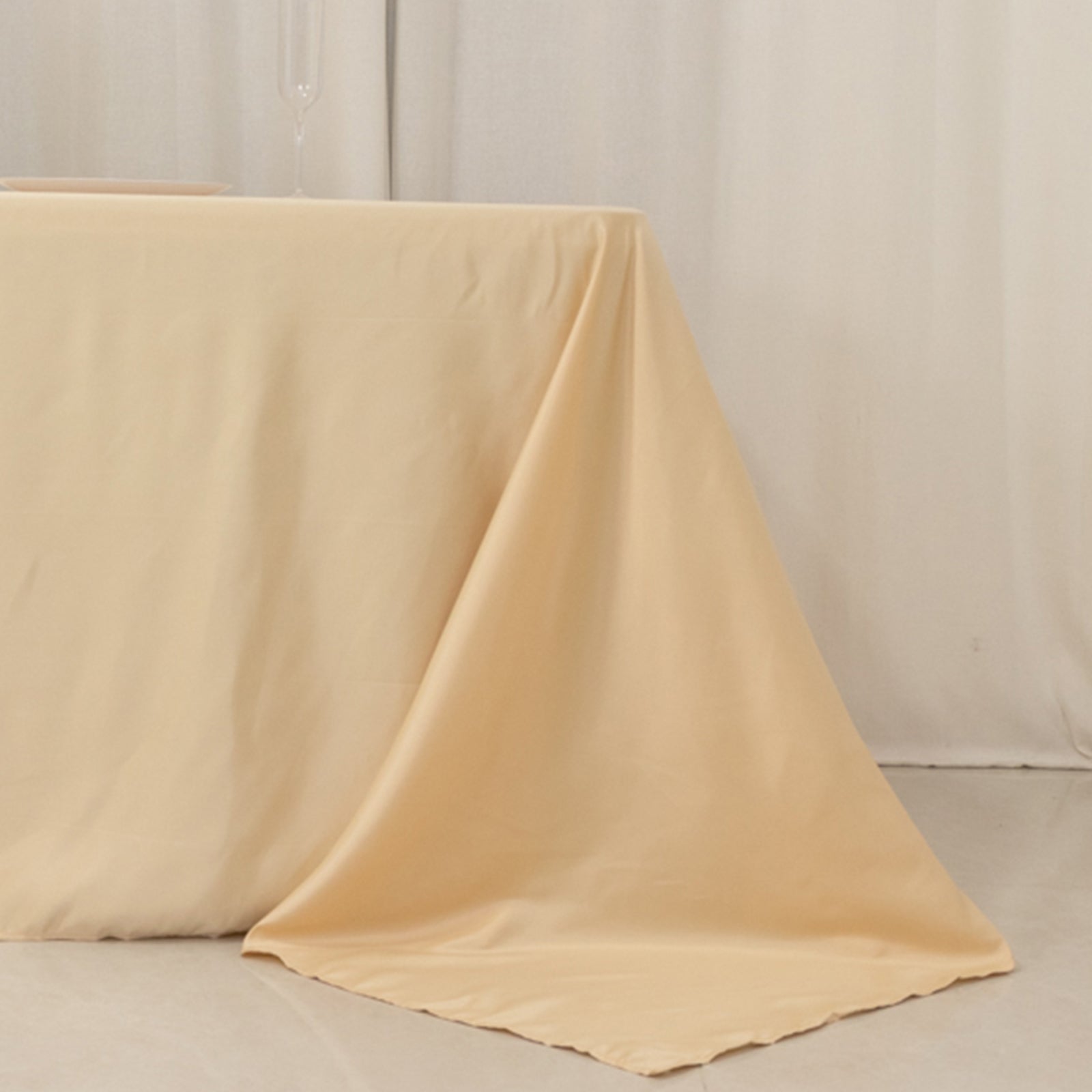 Beige Lamour Satin Rectangle Tablecloth 90x156 - Luxurious, Soft & Seamless