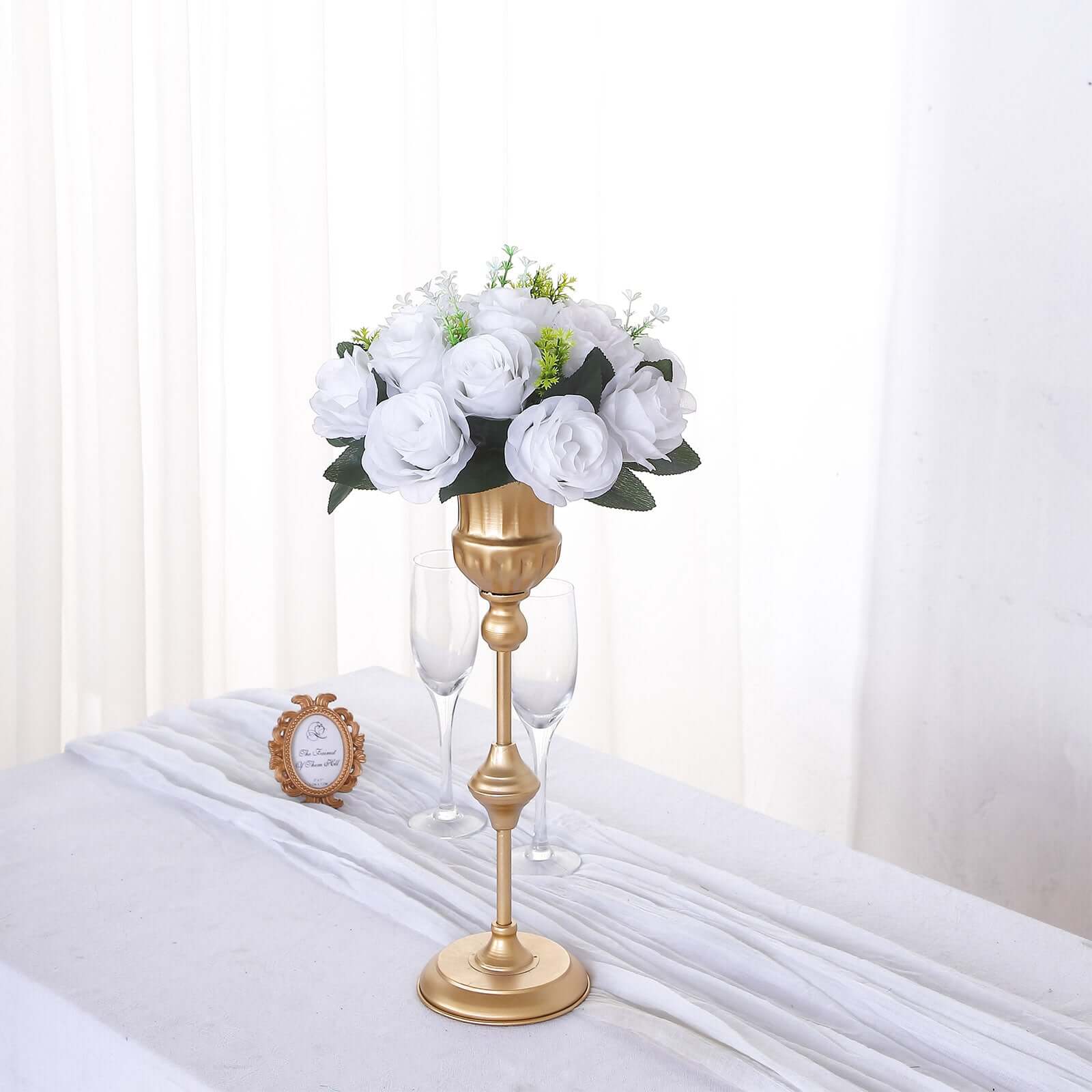 Special Offer: 2 Pack of Artificial White Silk 15-Head Rose Flower Balls for Centerpiece Decor