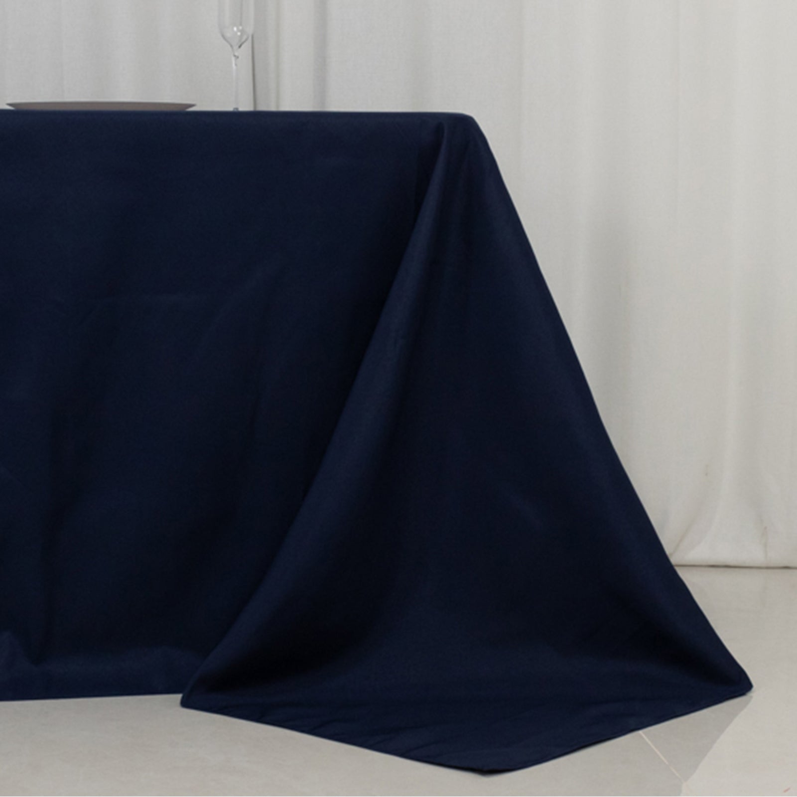 Navy Blue Premium Polyester Fire Retardant 90x156 Rectangular Tablecloth - Ideal for Events