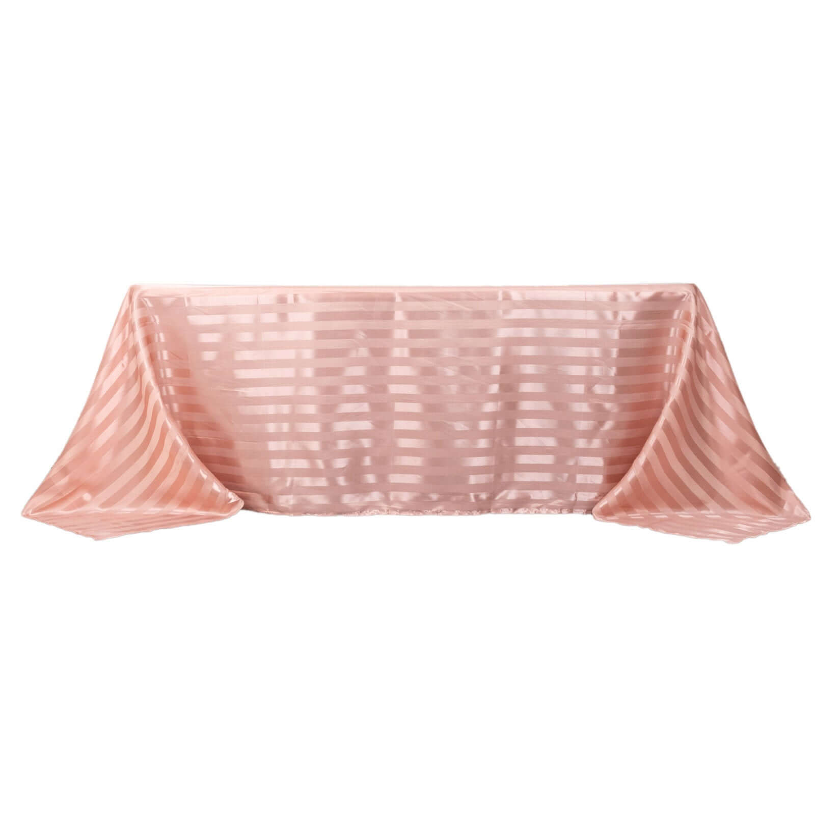 Hot Deal! Dusty Rose Satin Rectangular Tablecloth with Glossy Stripes, 90x132 inches