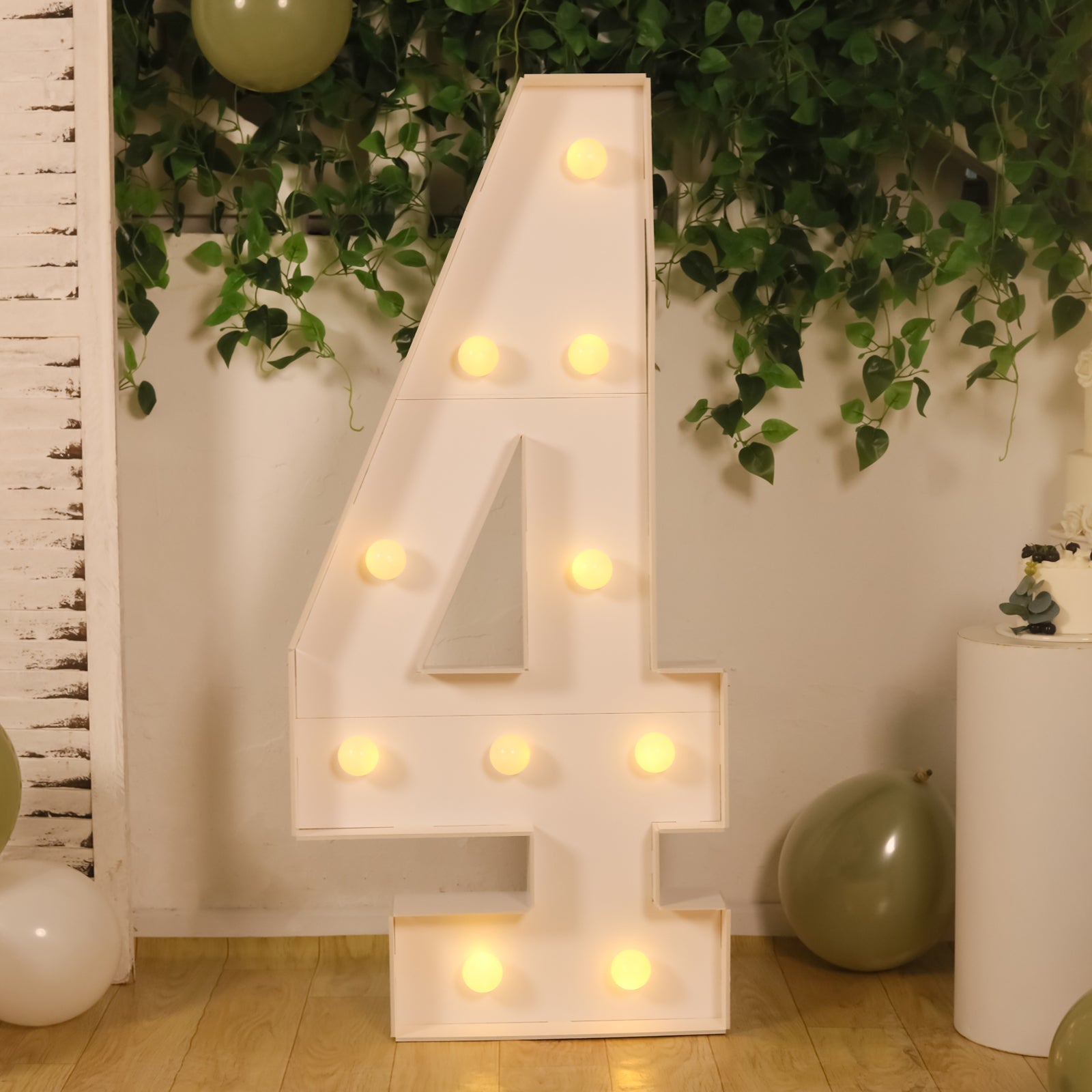Hot Deal! 4ft White Giant LED Marquee Light Up Number 4 with Warm White LEDs, Glue Gun & Sticks