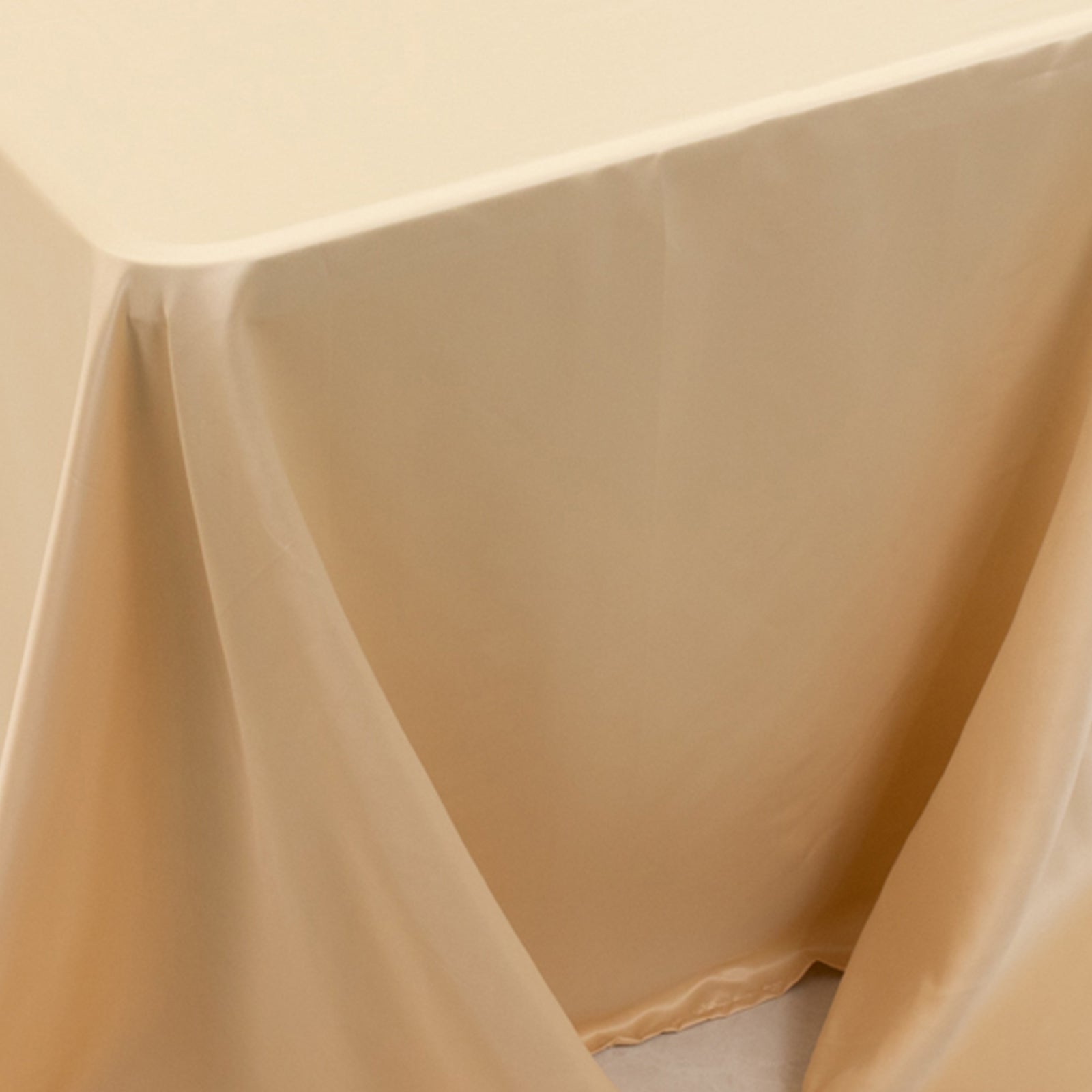 Beige Lamour Satin Rectangle Tablecloth 90x156 - Luxurious, Soft & Seamless