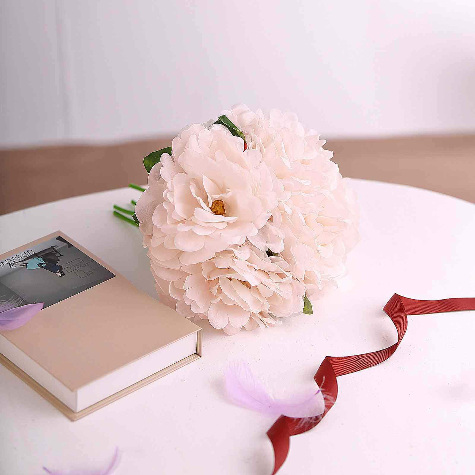 Hot Sale! 11-piece Blush Artificial Silk Peony Flower Bouquet for Various Occasions