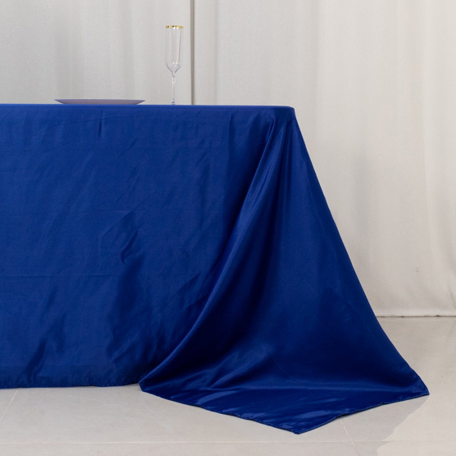 Royal Blue Lamour Satin Rectangle Tablecloth - Luxury, Soft & Seamless