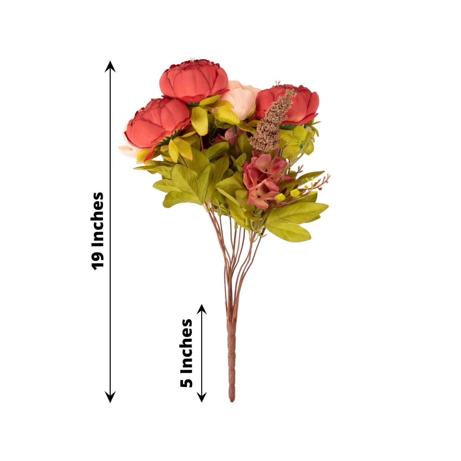 2-Pack 19-Inch Burgundy and Dusty Rose Faux Silk Peony Flower Wedding Bouquets