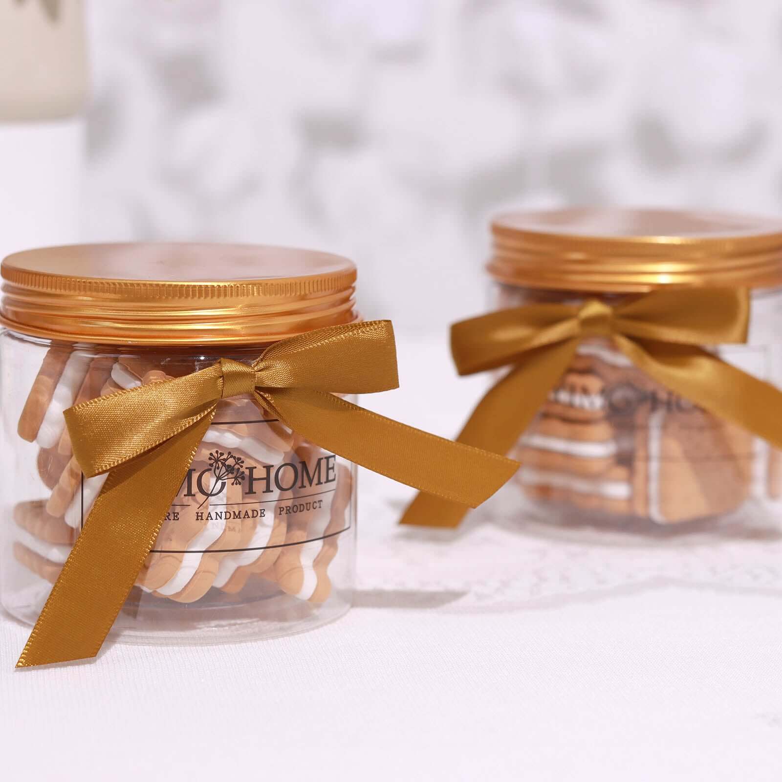 50 Pcs Gold Satin Ribbon Bows with Twist Ties - Ideal for Party Favors & Gifts