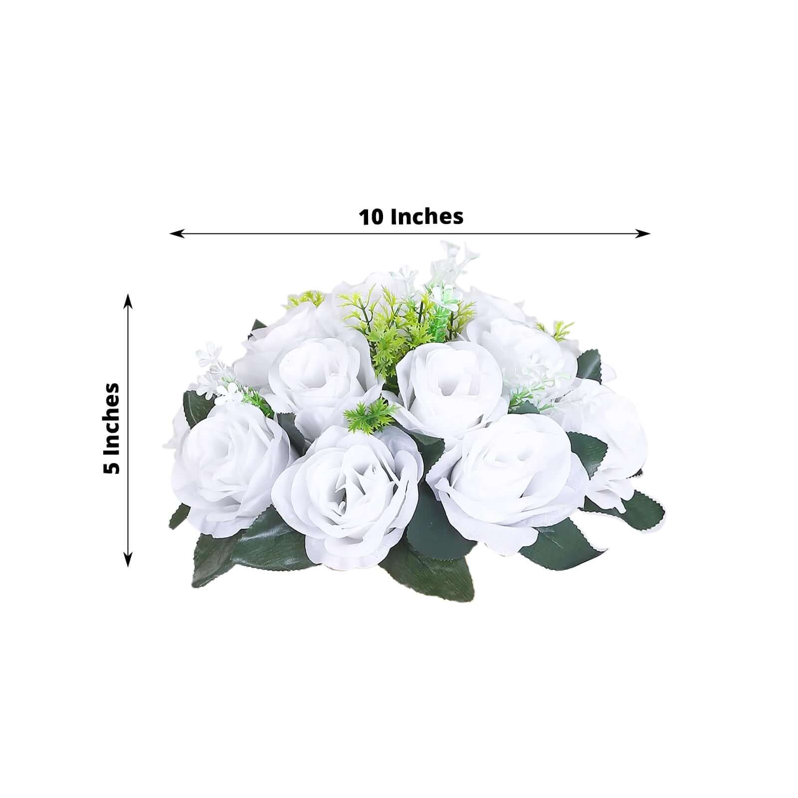 Special Offer: 2 Pack of Artificial White Silk 15-Head Rose Flower Balls for Centerpiece Decor
