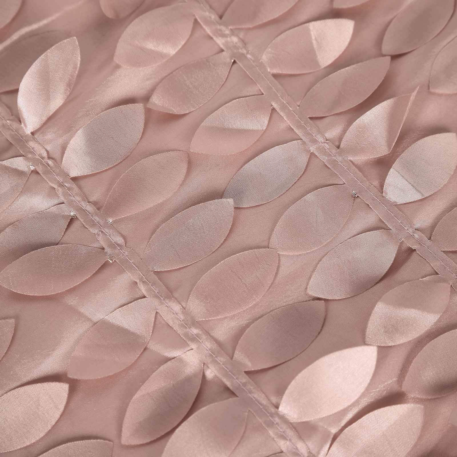 Dusty Rose Taffeta Rectangle Tablecloth 90x132 with 3D Seamless Leaf Petal Design