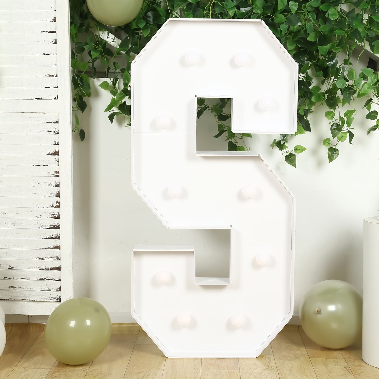 4ft White Giant LED Marquee Letter S with Warm White LEDs, Glue Gun & Sticks - Ideal for Events