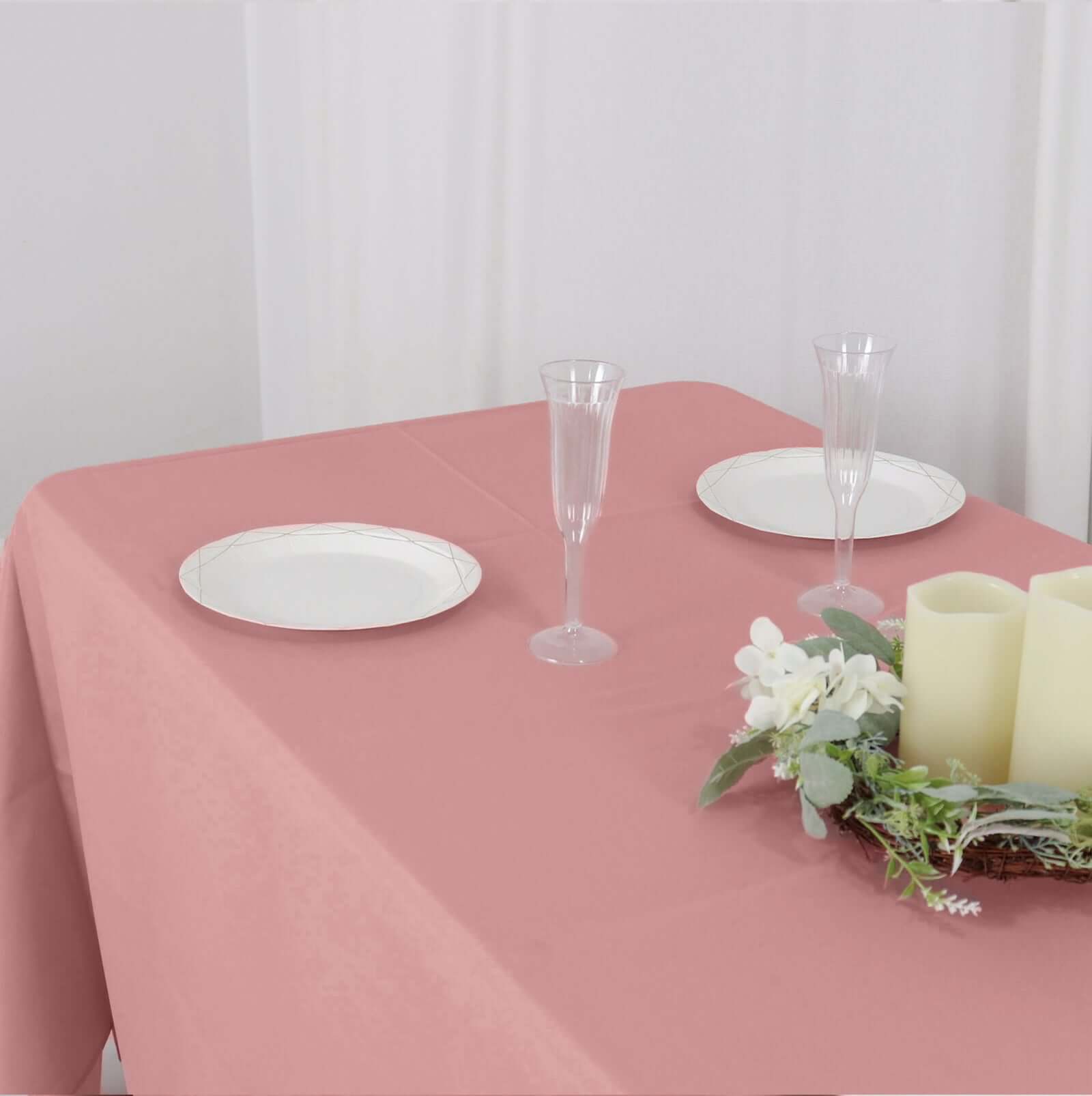 Durable and Stylish 72x120 Polyester Rectangle Tablecloth in Dusty Rose