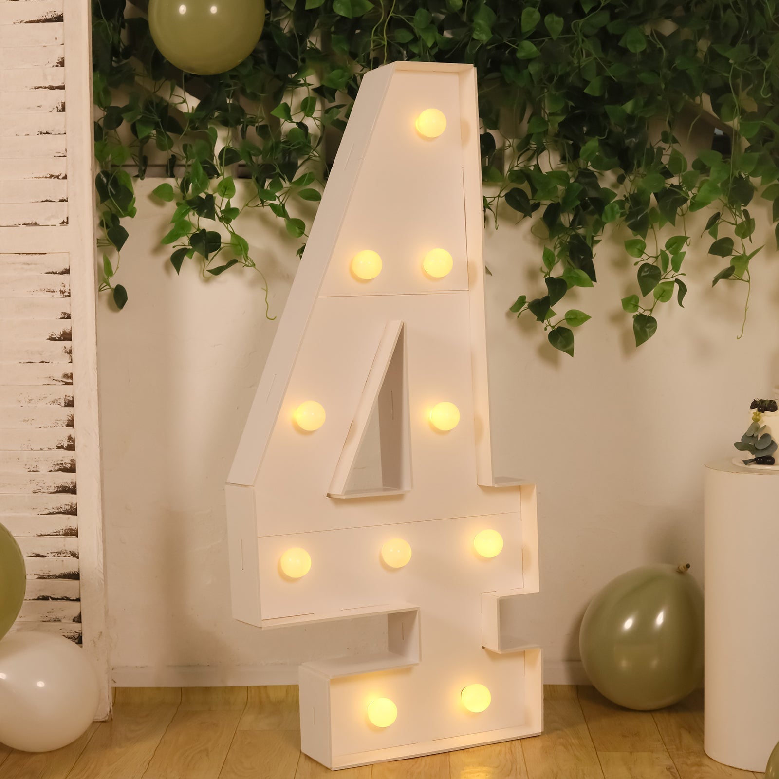 Hot Deal! 4ft White Giant LED Marquee Light Up Number 4 with Warm White LEDs, Glue Gun & Sticks