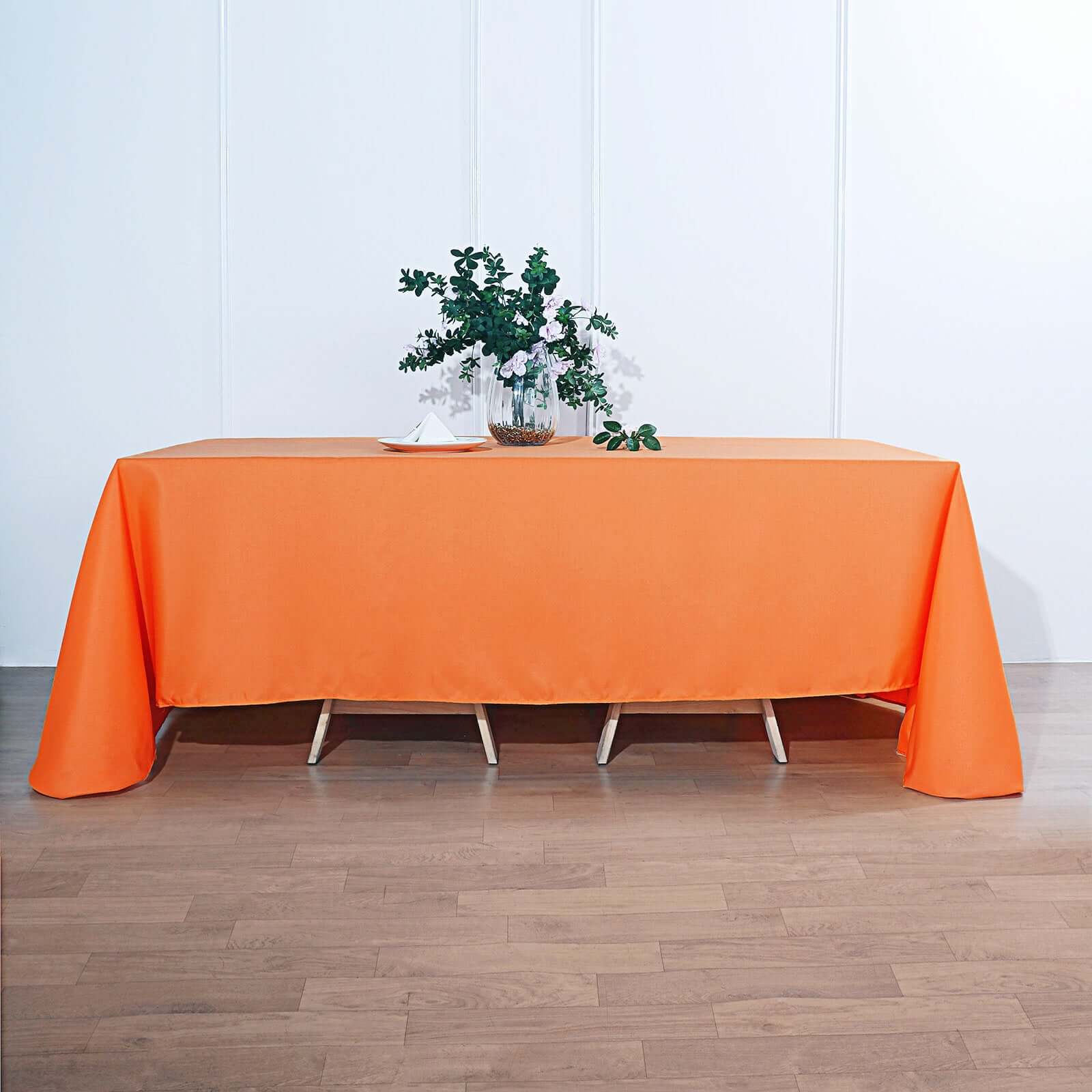 Hot Sale! Seamless Wrinkle-Resistant Orange Polyester Rectangle Tablecloth 90x132