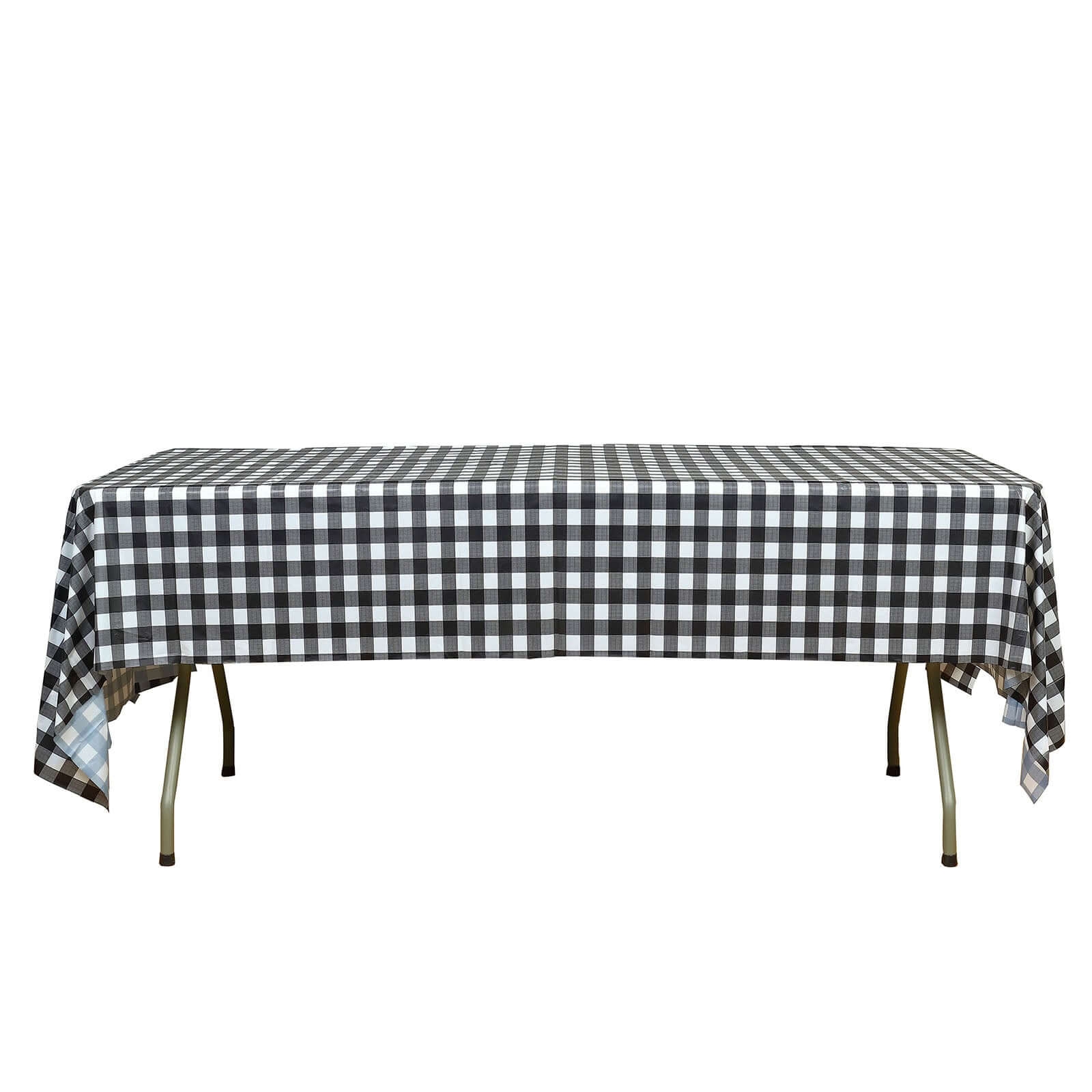 5-Pack Durable PVC Disposable Black Checkered Plastic Rectangle Table Covers 54x108