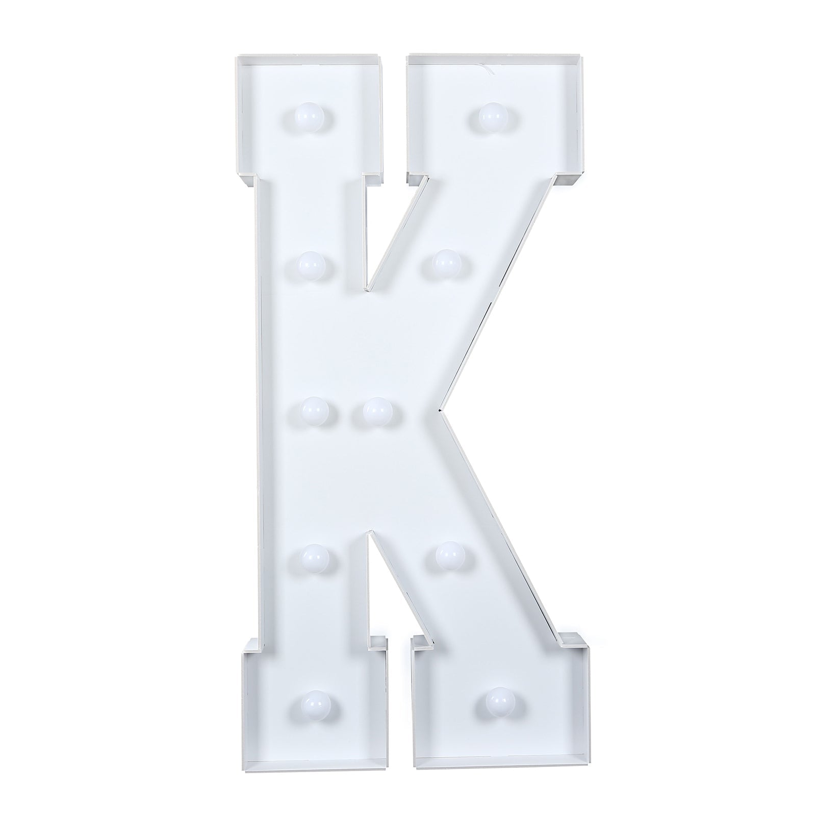 4ft White Giant LED Marquee Letter K with 10 Warm White Battery - Operated LEDs, Glue Gun & Sticks