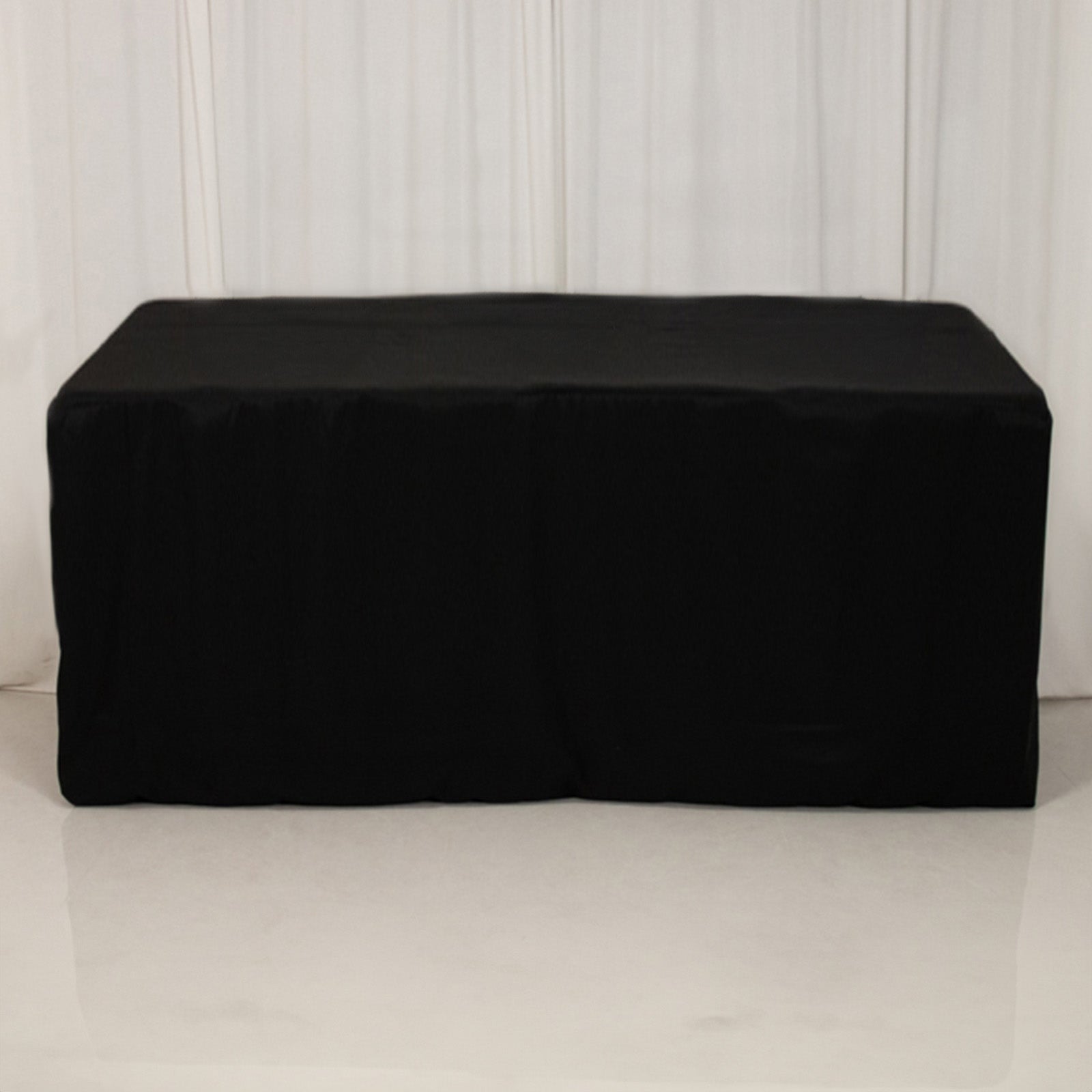 Premium Black Fitted Polyester Rectangle Tablecloth - Ideal for 8ft Tables, Durable & Stain-Resistant