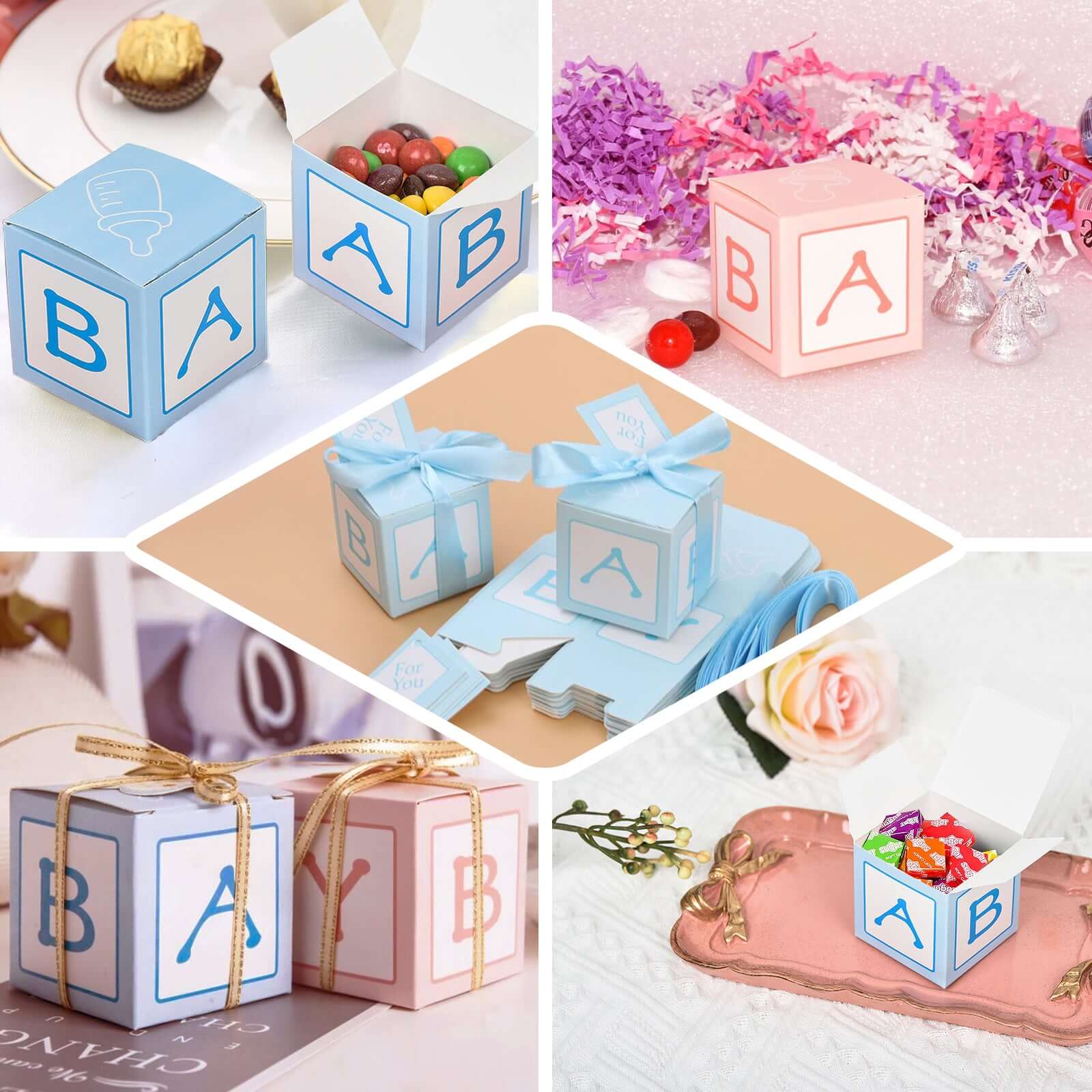 25-Piece Set of Pink Baby Shower Party Favor Candy Gift Boxes