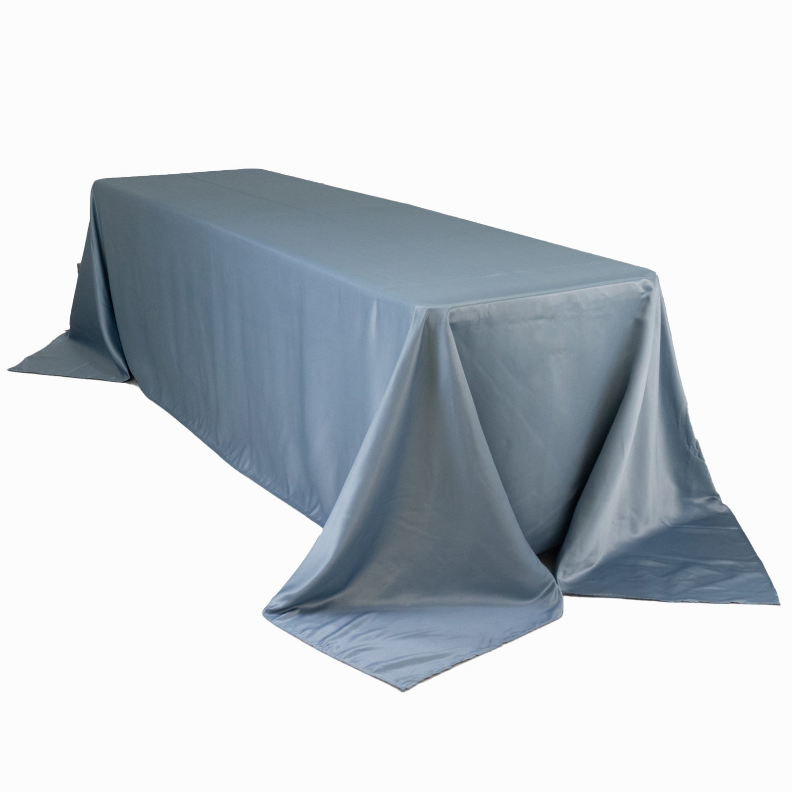 Dusty Blue Lamour Satin Rectangle Tablecloth - 90x156, Luxurious & Soft