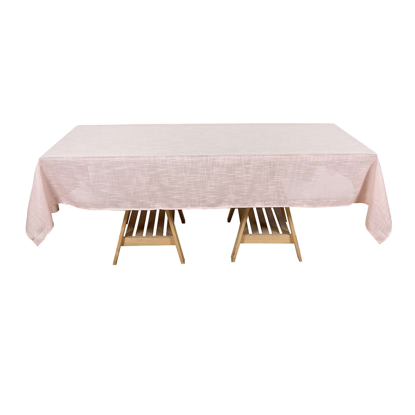 Wrinkle-Resistant Blush Faux Linen Rectangular Tablecloth, 60x102 with Slubby Texture