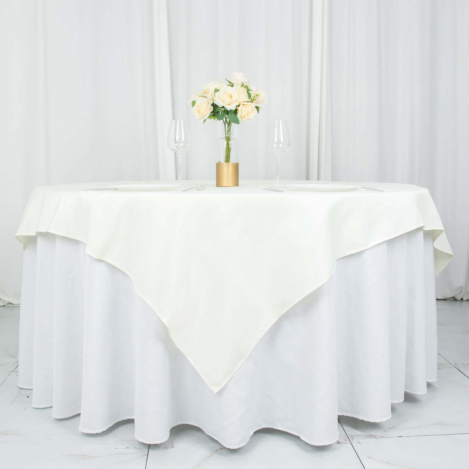 Ivory 70x70 Premium Polyester Wrinkle-Resistant Table Overlay 220GSM