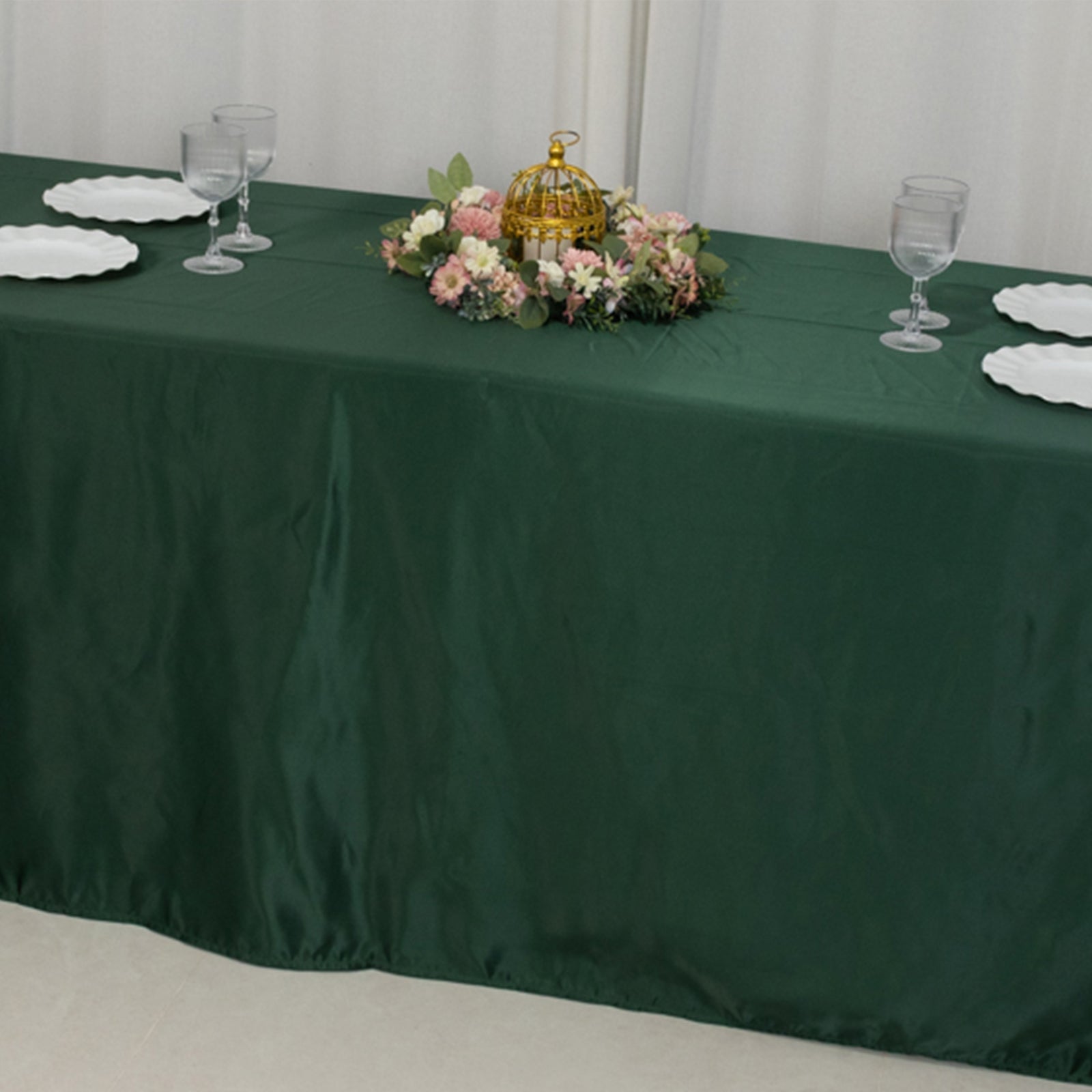 Hunter Emerald Green Lamour Satin Rectangle Tablecloth - Soft, Durable & Fade-Resistant!