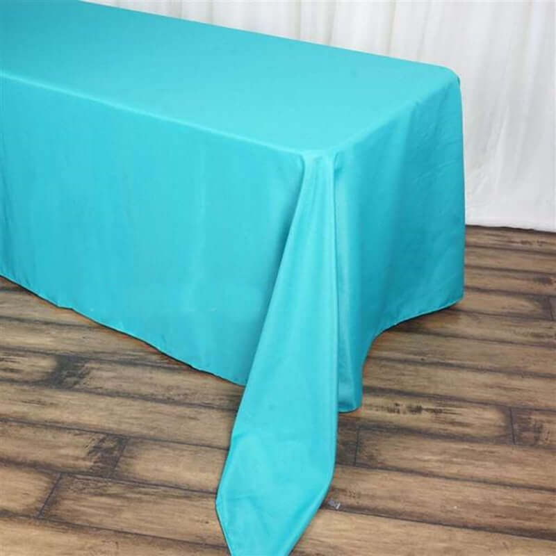 Turquoise Seamless Wrinkle-Resistant 90x156 Polyester Rectangle Tablecloth - Perfect for Events