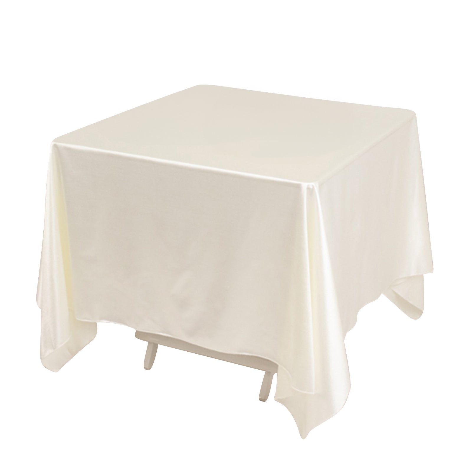 Wrinkle-Free & Stain-Resistant Premium Scuba 70x70 Shimmer Pearl White Tablecloth for Weddings and Parties