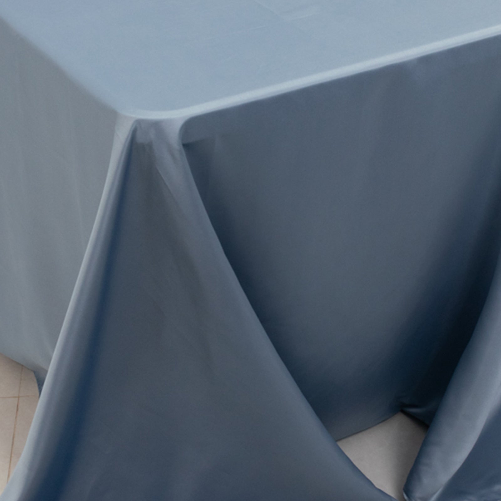 Dusty Blue Lamour Satin Rectangle Tablecloth - 90x156, Luxurious & Soft