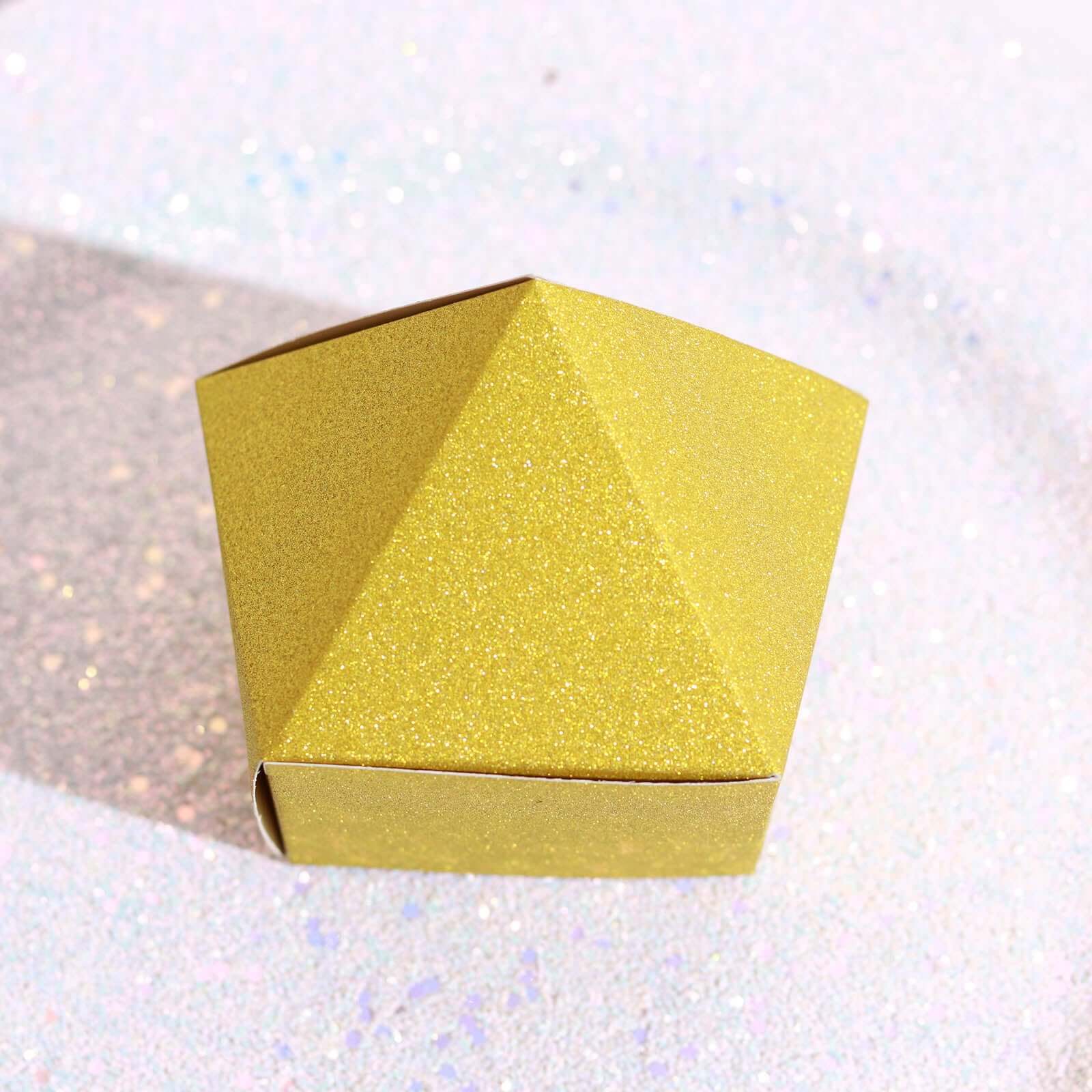 Get 25-Pack Gold Glittered 3x4 Geometric DIY Wedding Favor Gift Boxes Now