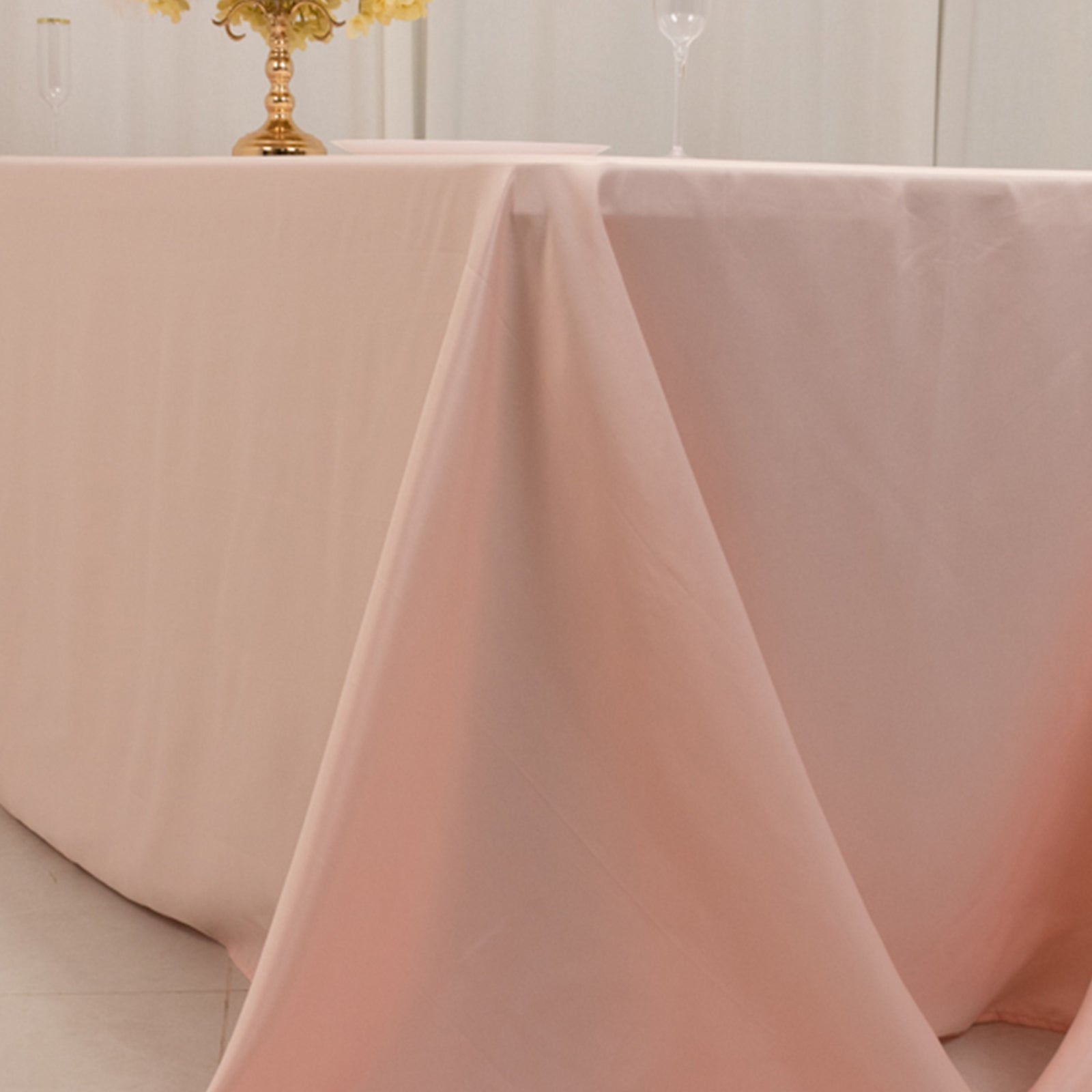 Luxurious Blush Lamour Satin Rectangle Tablecloth 90x156 - Soft & Seamless