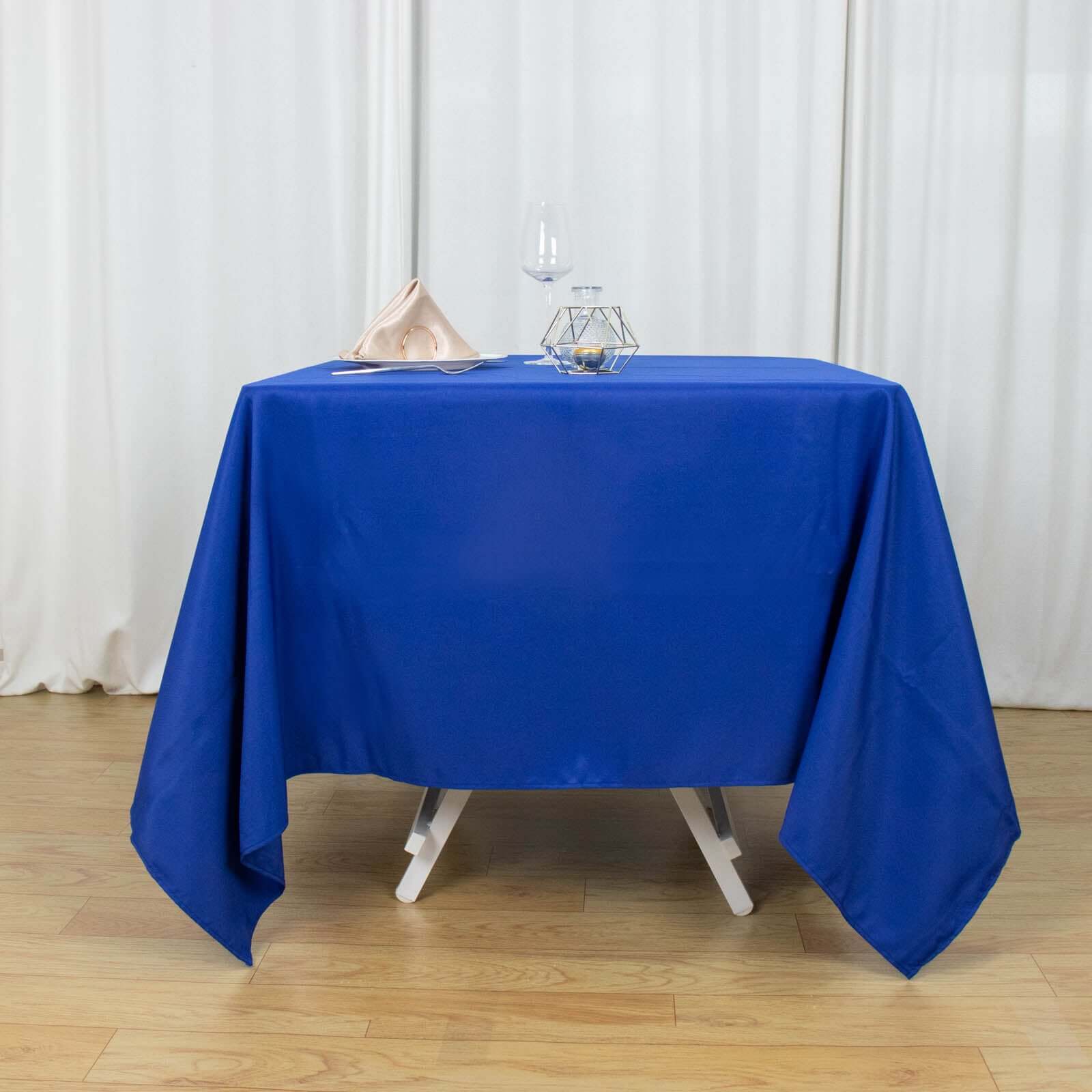 Hot Sale! Royal Blue 70x70 Premium Polyester Wrinkle-Resistant Square Table Cover for Events