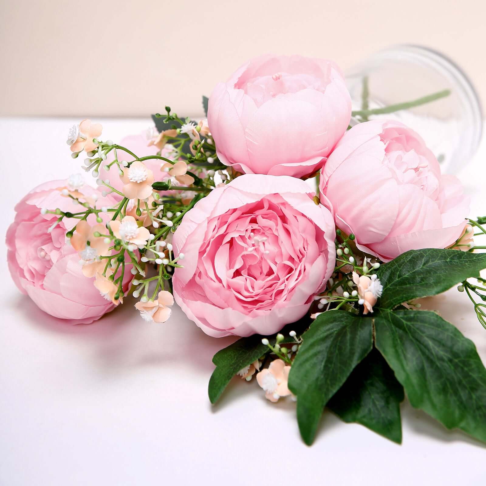 10-Piece Pack of Pink Artificial Peony Flower Heads - Ideal for DIY Event Decor, Scrapbooking & Floral Crafts