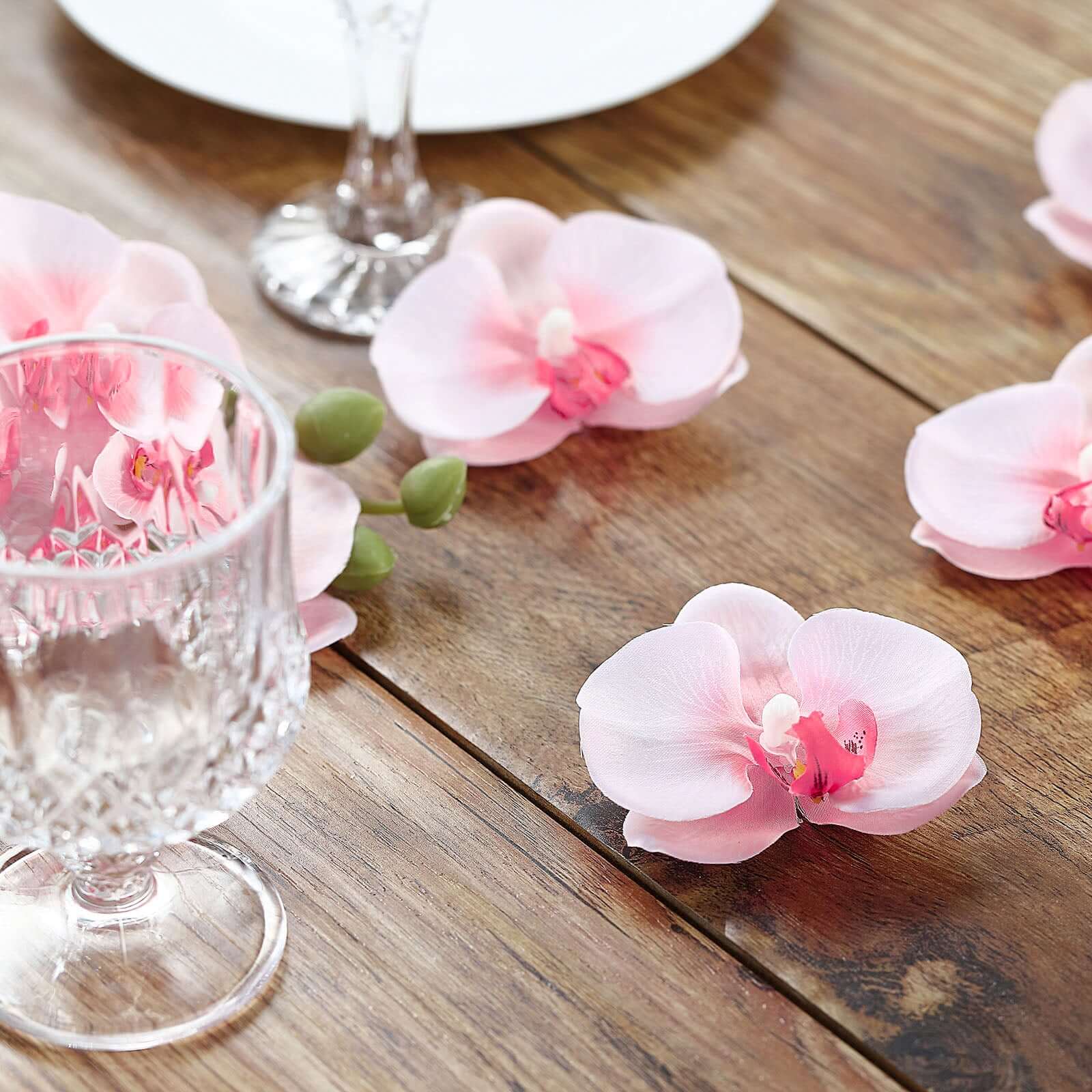 Hot Sale! 20 Pink Silk Artificial Orchid Flower Heads for DIY Floral Decorations