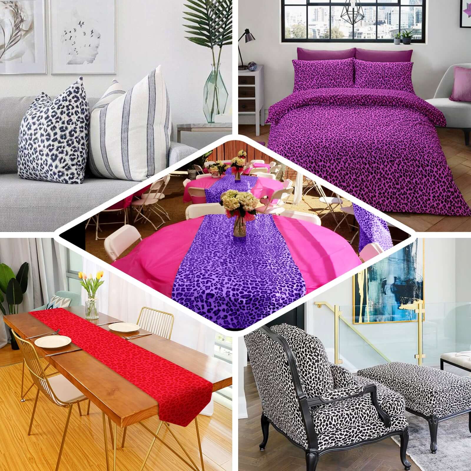 Eggplant Leopard Print Taffeta Fabric Roll - 54 Inches Wide, 10 Yards Long for DIY Projects