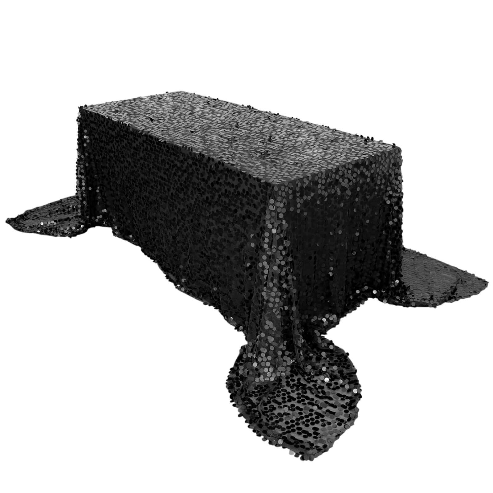 Black Seamless Sequin Rectangle Tablecloth 90x156 - Payette Style