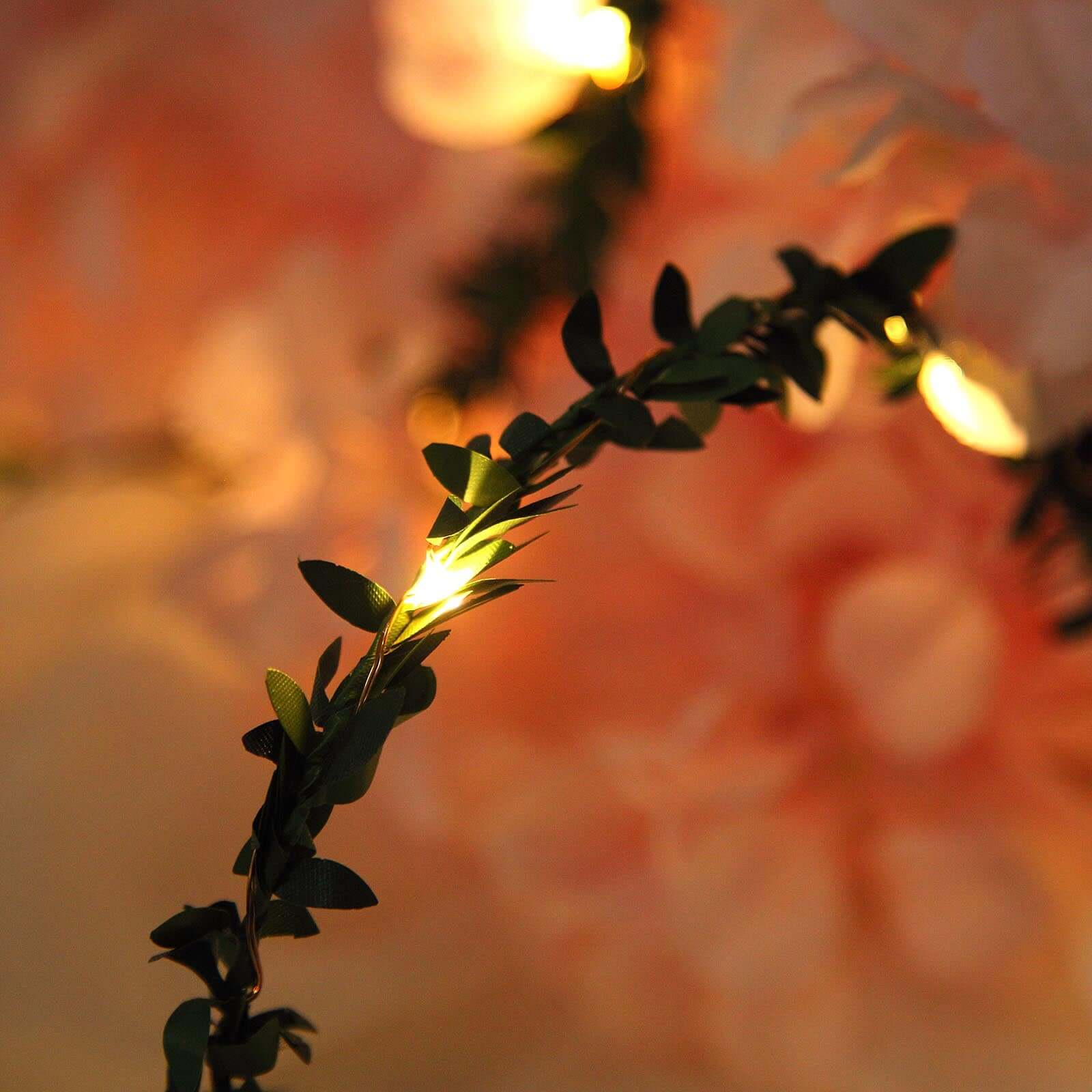 Hot Sale! 10ft 30-LED Battery-Operated Garland String Lights with Green Leaf Design and White Light
