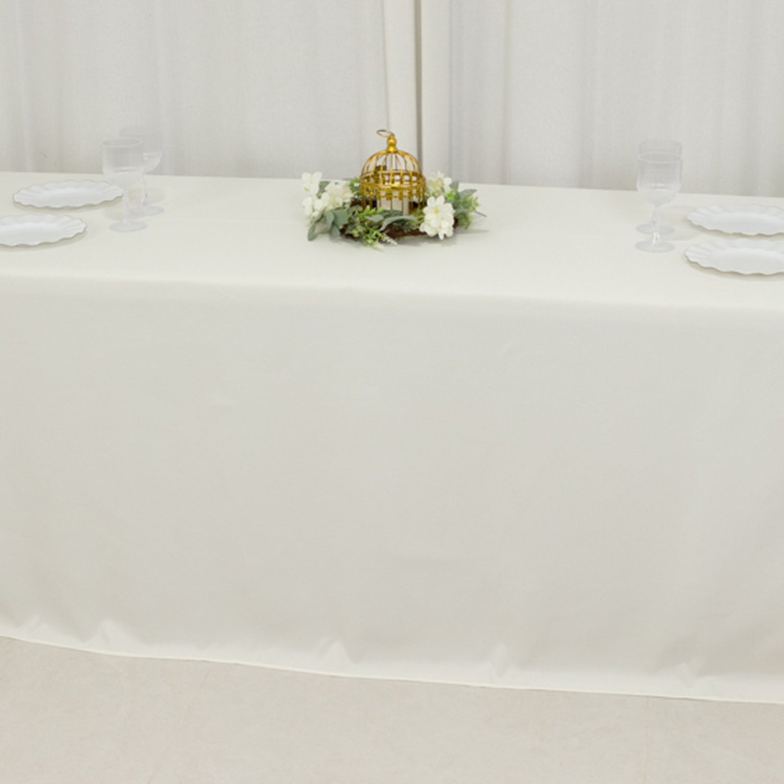 Ivory High - Performance Seamless Fire - Retardant Premium Polyester 90x156 Rectangular Tablecloth
