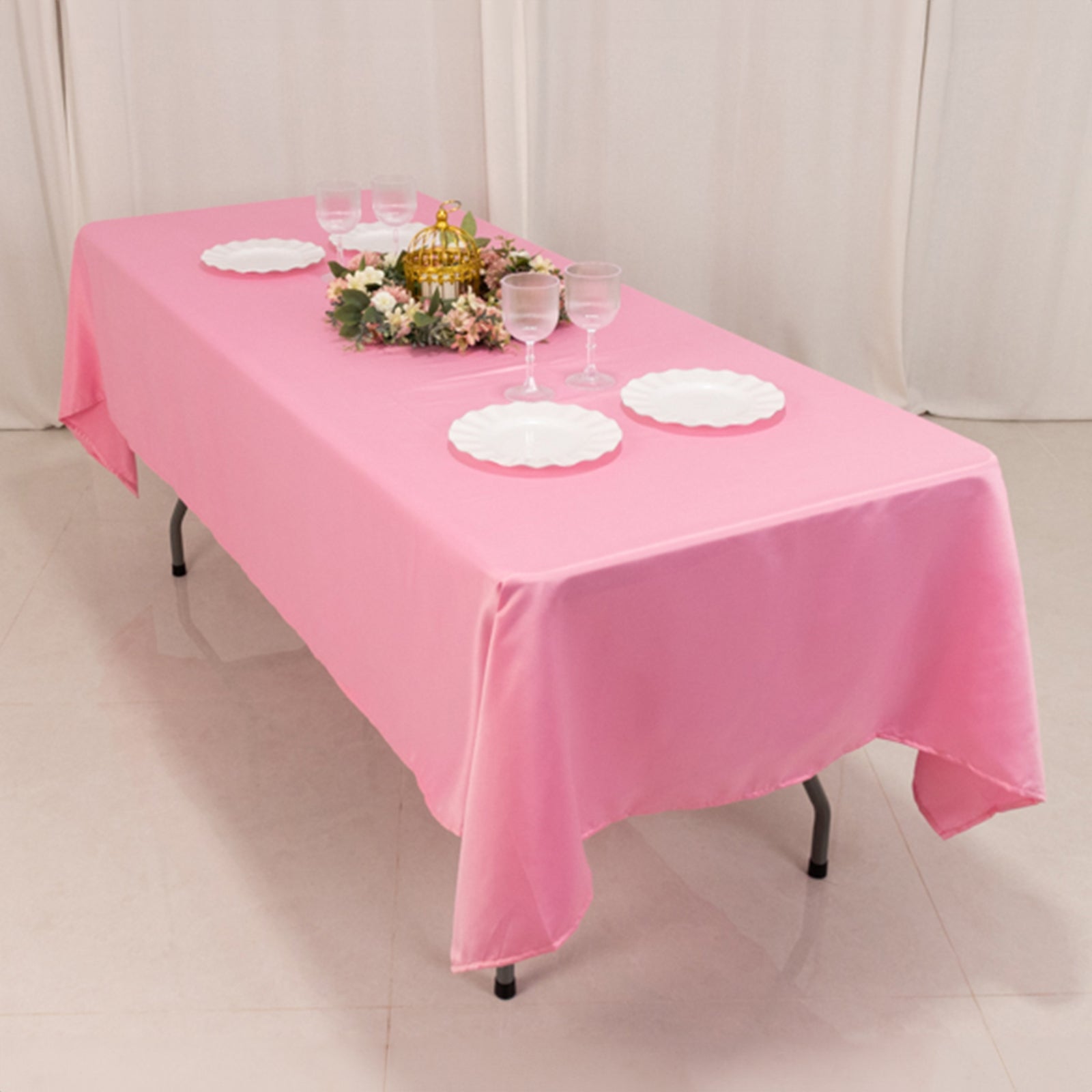 Hot Deal! Pink Lamour Satin Rectangle Tablecloth 60x102 - Durable & Silky Soft