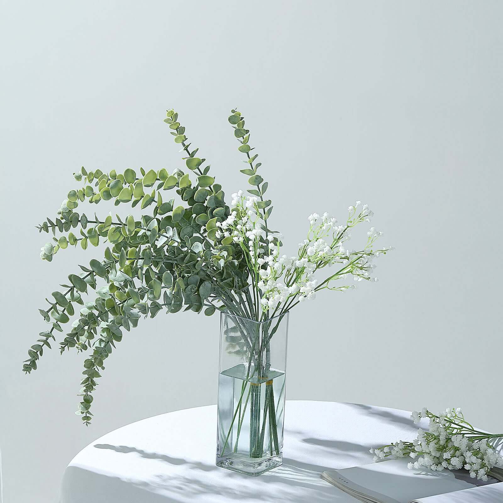 3 Frosted Green Artificial Eucalyptus Bushes - Ideal for DIY Decorations, 30 Inches Long